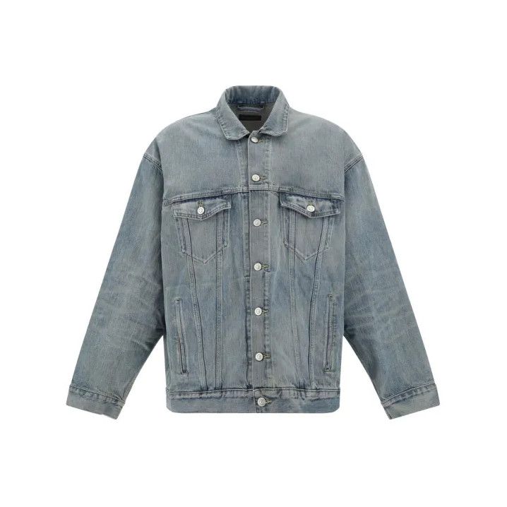 Balenciaga Balenciaga Blue Denim Logo Print Jacket Size US M / EU 48-50 / 2 - 1 Thumbnail
