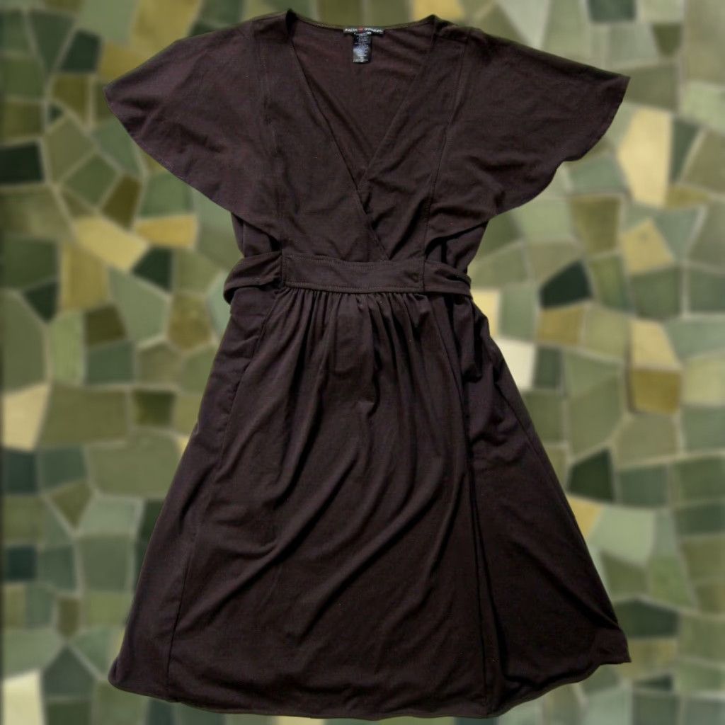 Vintage NWT Faith Love Passion Brown Cotton Stretch V-Neck Drop Waist Dress Women XL Size XL / US 12-14 / IT 48-50 - 1 Thumbnail