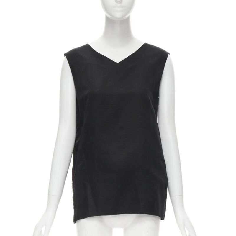 Marni MARNI black V-neck heavy acetate panelled back hem sleeveless boxy top IT38 XS Size XS / US 0-2 / IT 36-38 - 1 Thumbnail