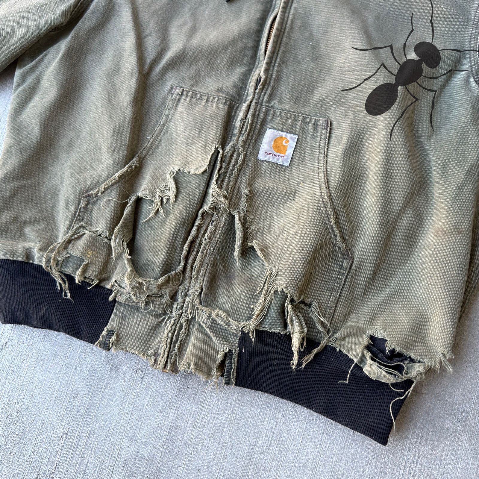 Carhartt × Vintage Vintage Y2K Carhartt THRASHED green hooded work wear jacket Size US L / EU 52-54 / 3 - 5 Thumbnail