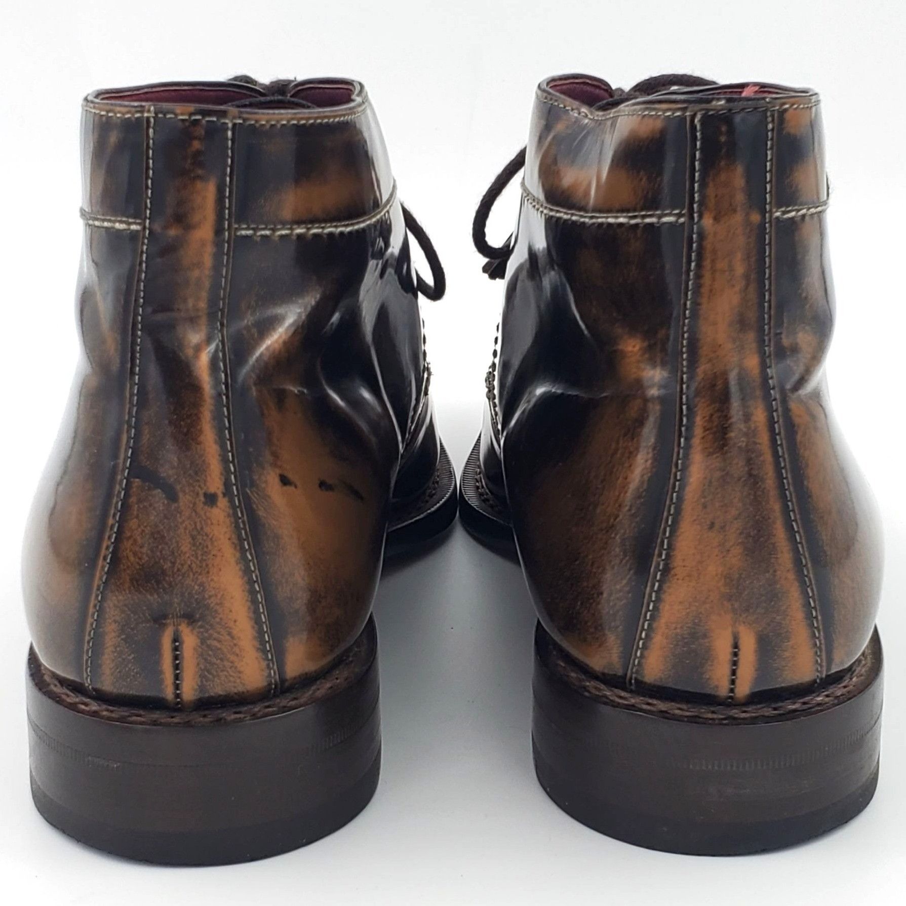 Mezlan Mezlan Spain Antiqued Brown Gloss Leather Chukka Boots 12M Size US 12 / EU 45 - 3 Thumbnail