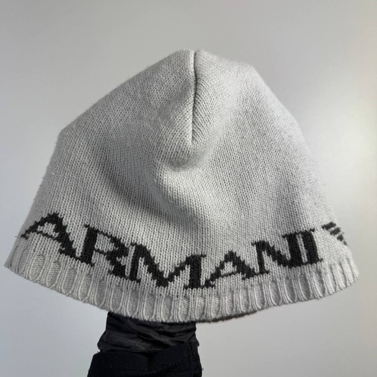 Armani Vintage Armani Knit Beanie Hat White Black Logo One Size Size ONE SIZE - 4 Thumbnail