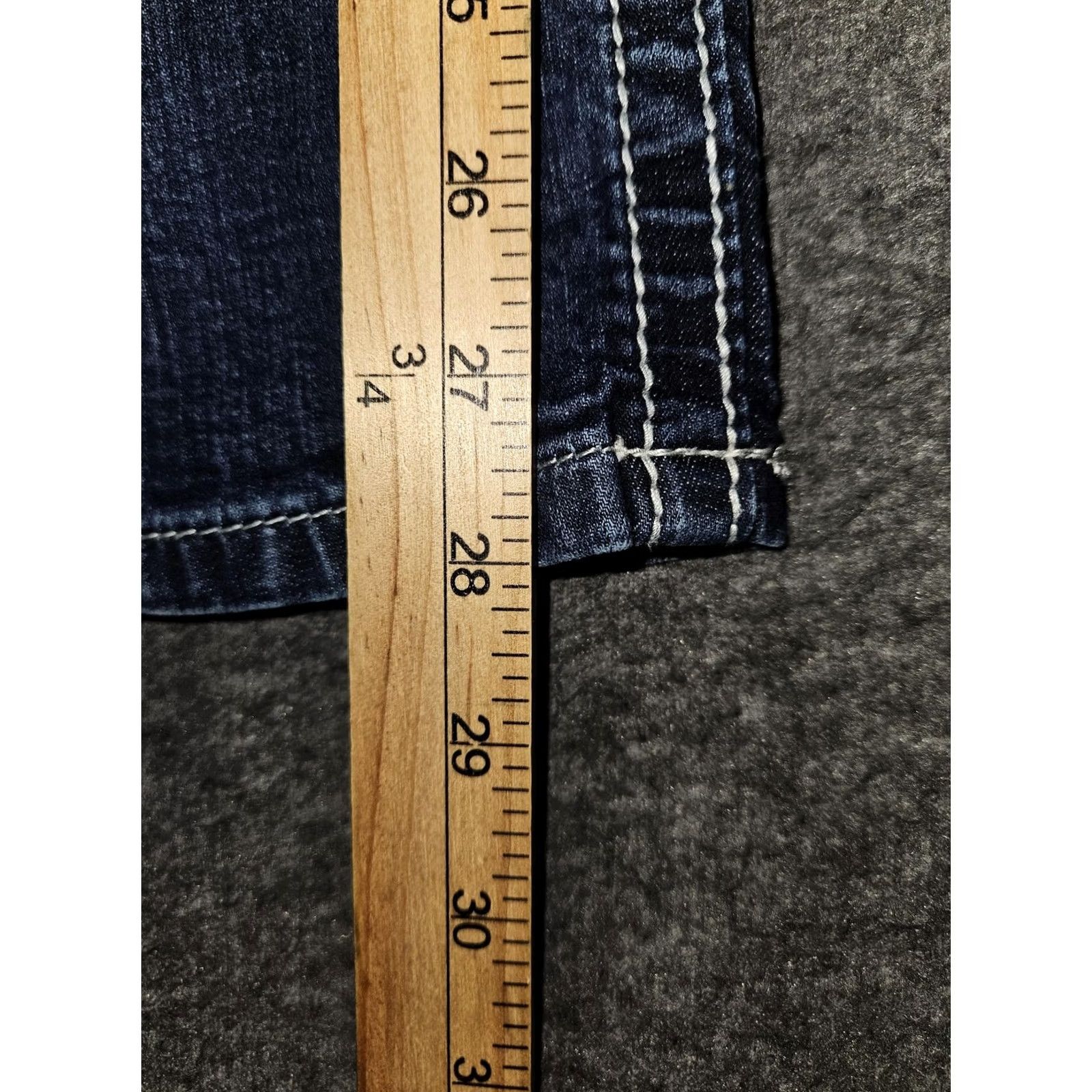 Miss Me Miss Me Jeans Womens 31 Blue Low-Rise Cropped Embellished Pockets JEB110EC Denim Rhinestone Embroidered 5-Pocket Jeans Womens Size 24" / US 00 / IT 34 - 6 Thumbnail