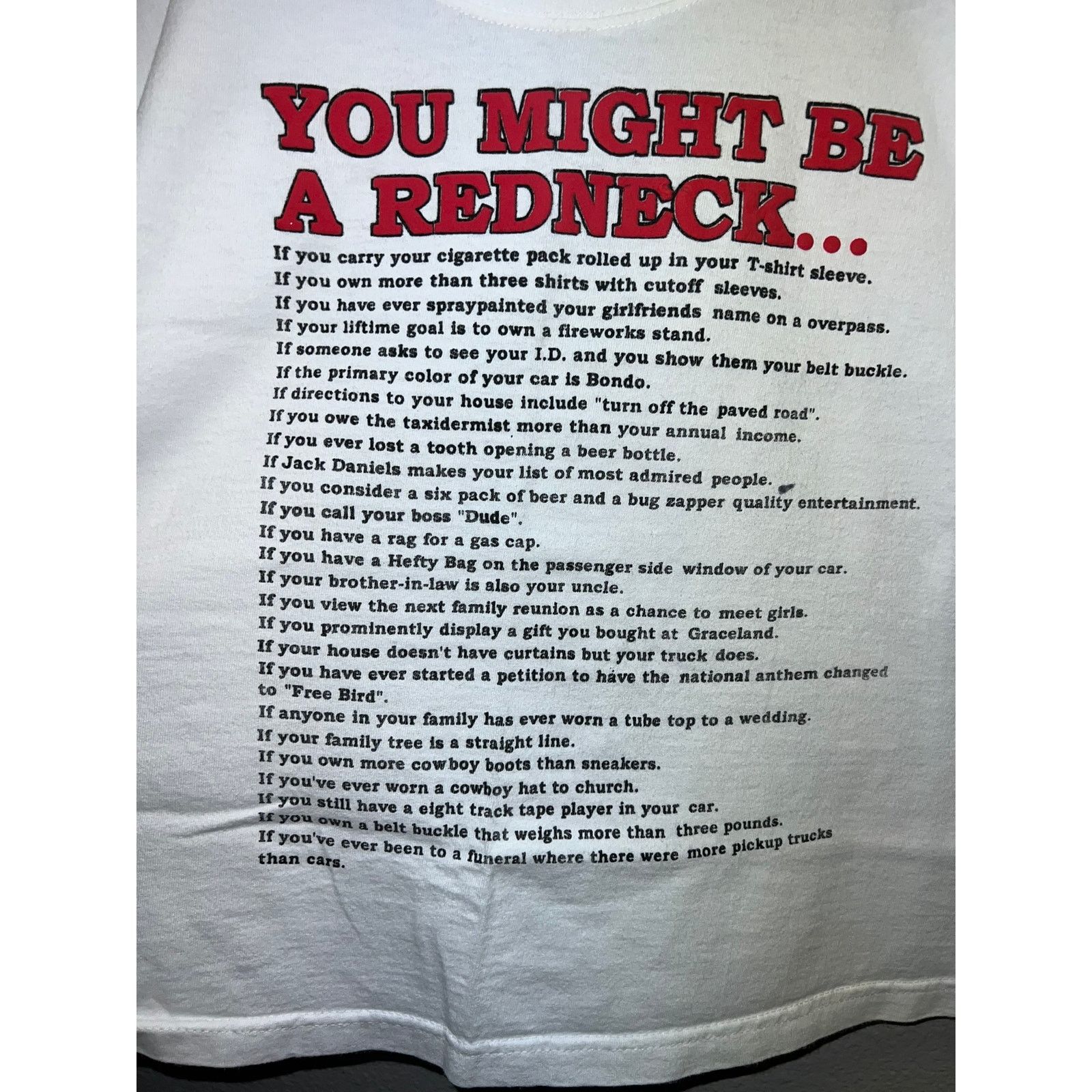 Vintage Womens Vintage You Might Be A Redneck Shirt Tee Crop Top 90s Size L / US 10 / IT 46 - 4 Thumbnail