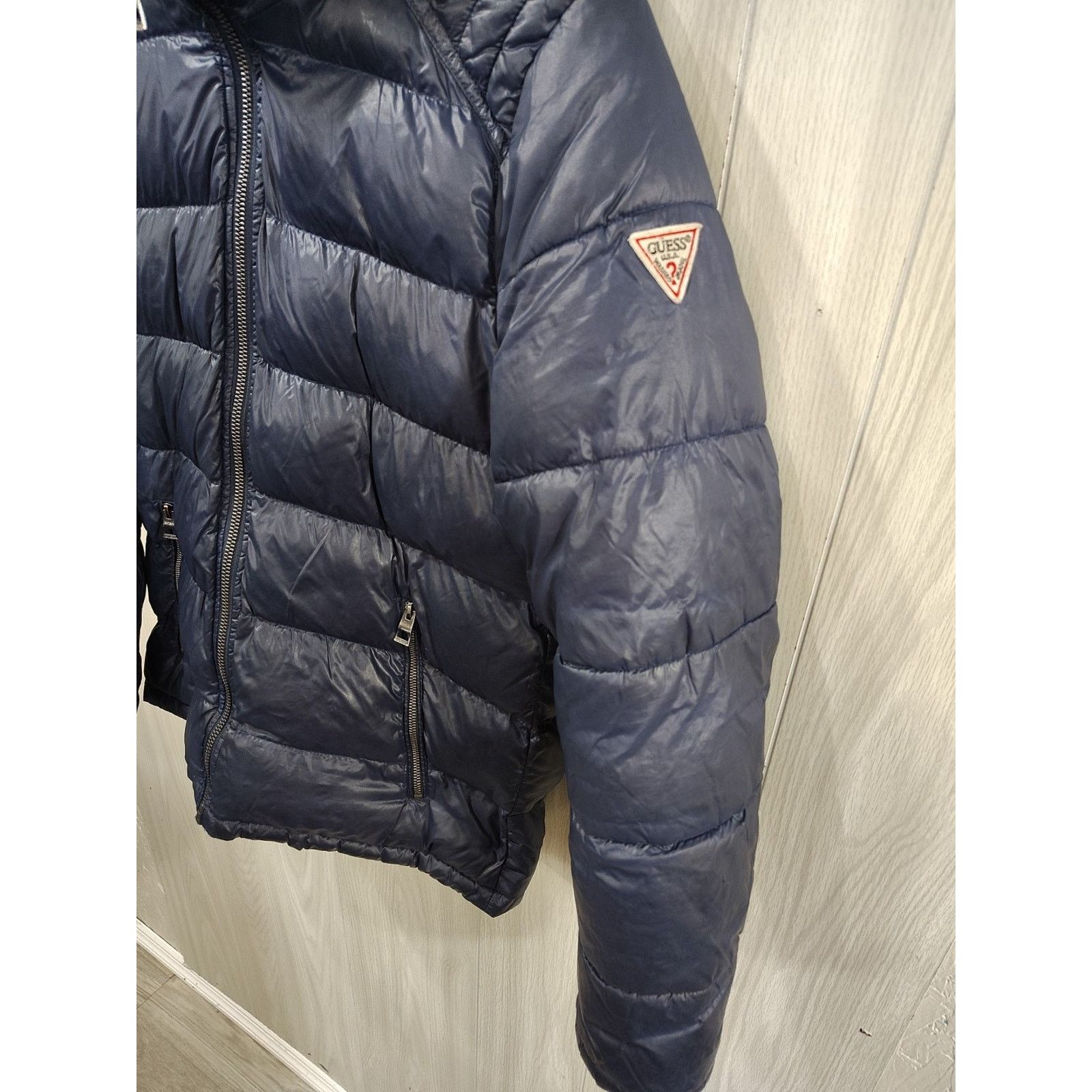 Guess GUESS Men Puffer Jacket Coat Size M Navy Blue Solid Warm Size US M / EU 48-50 / 2 - 2 Thumbnail