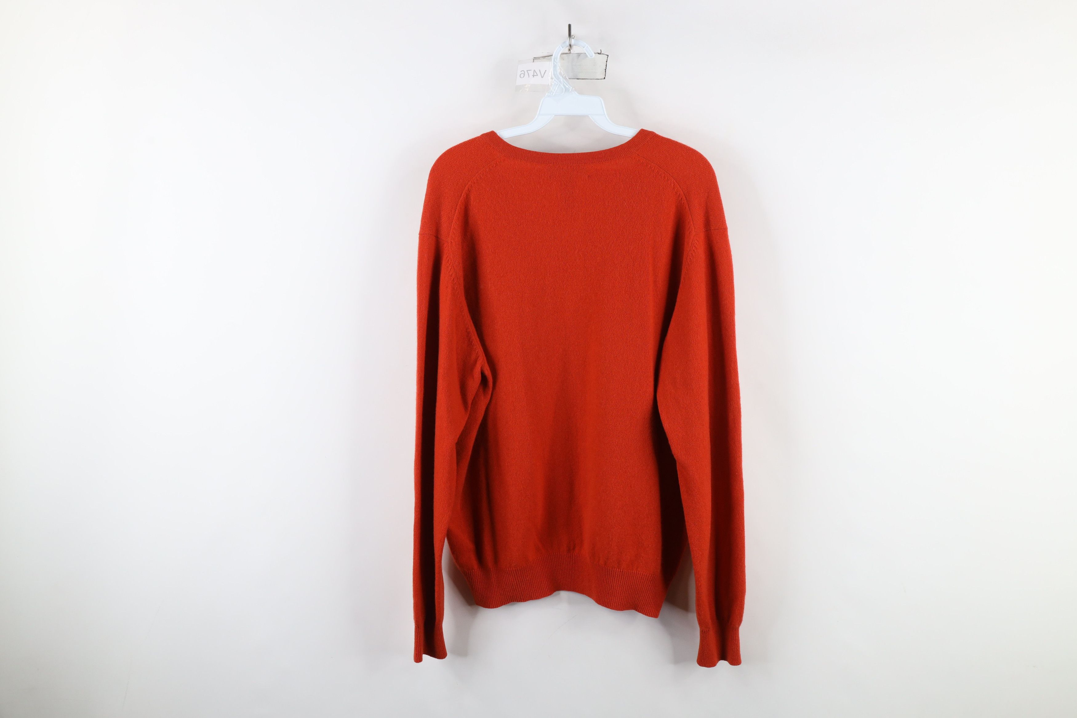 Lands' End × Vintage Vintage 90s Lands End Cashmere Knit V-Neck Sweater Orange Size L / US 10 / IT 46 - 7 Thumbnail