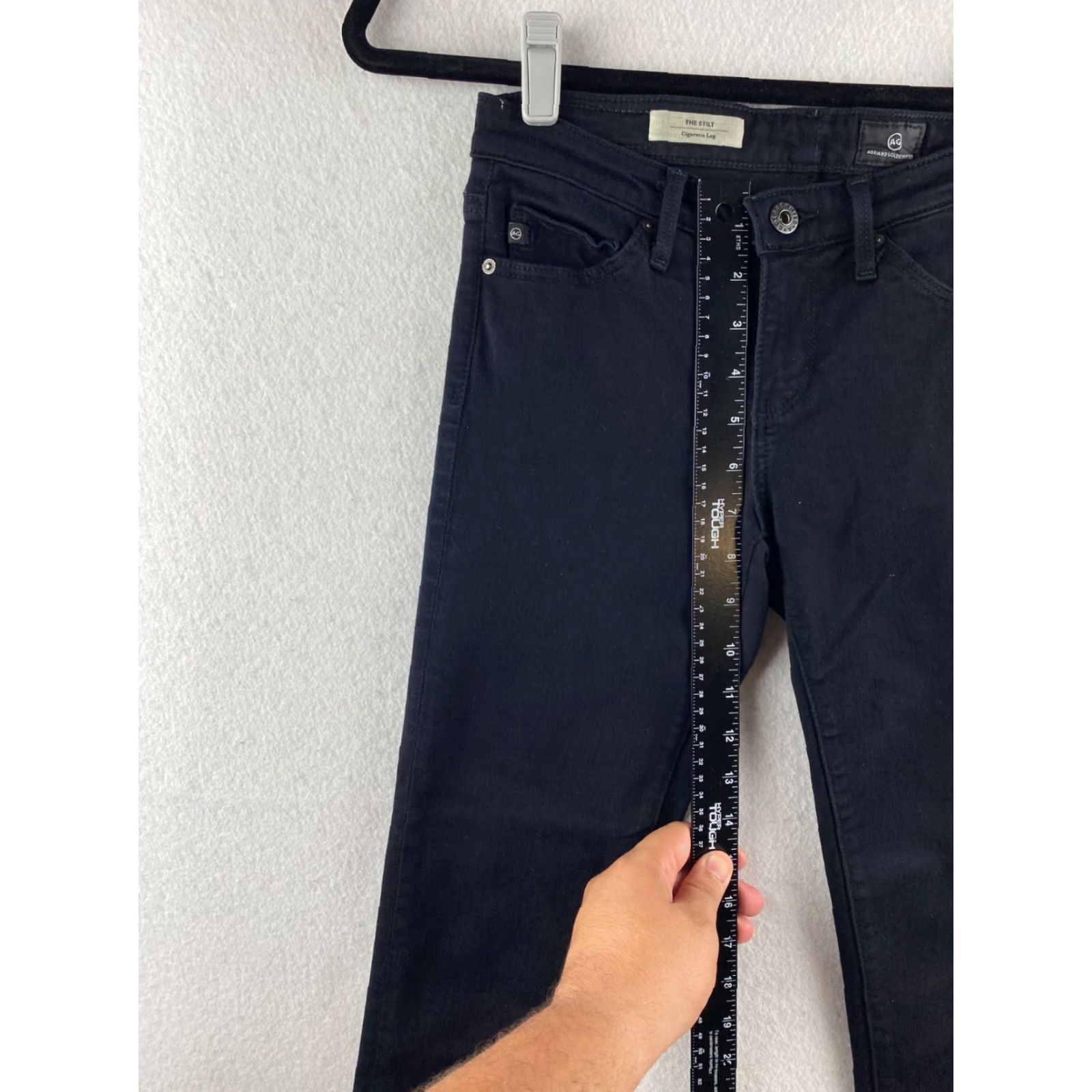 Vintage Adriano Goldschmied Jeans Womens 24 R Black Stretch Skinny Denmi Cigarette Leg USA Made Size 42" / US 20 - 4 Thumbnail