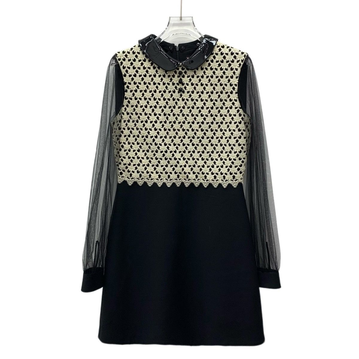 Gucci Gucci Black Hollow Floral Spliced Lace Wool Dress K26WX Size M / US 6-8 / IT 42-44 - 1 Thumbnail