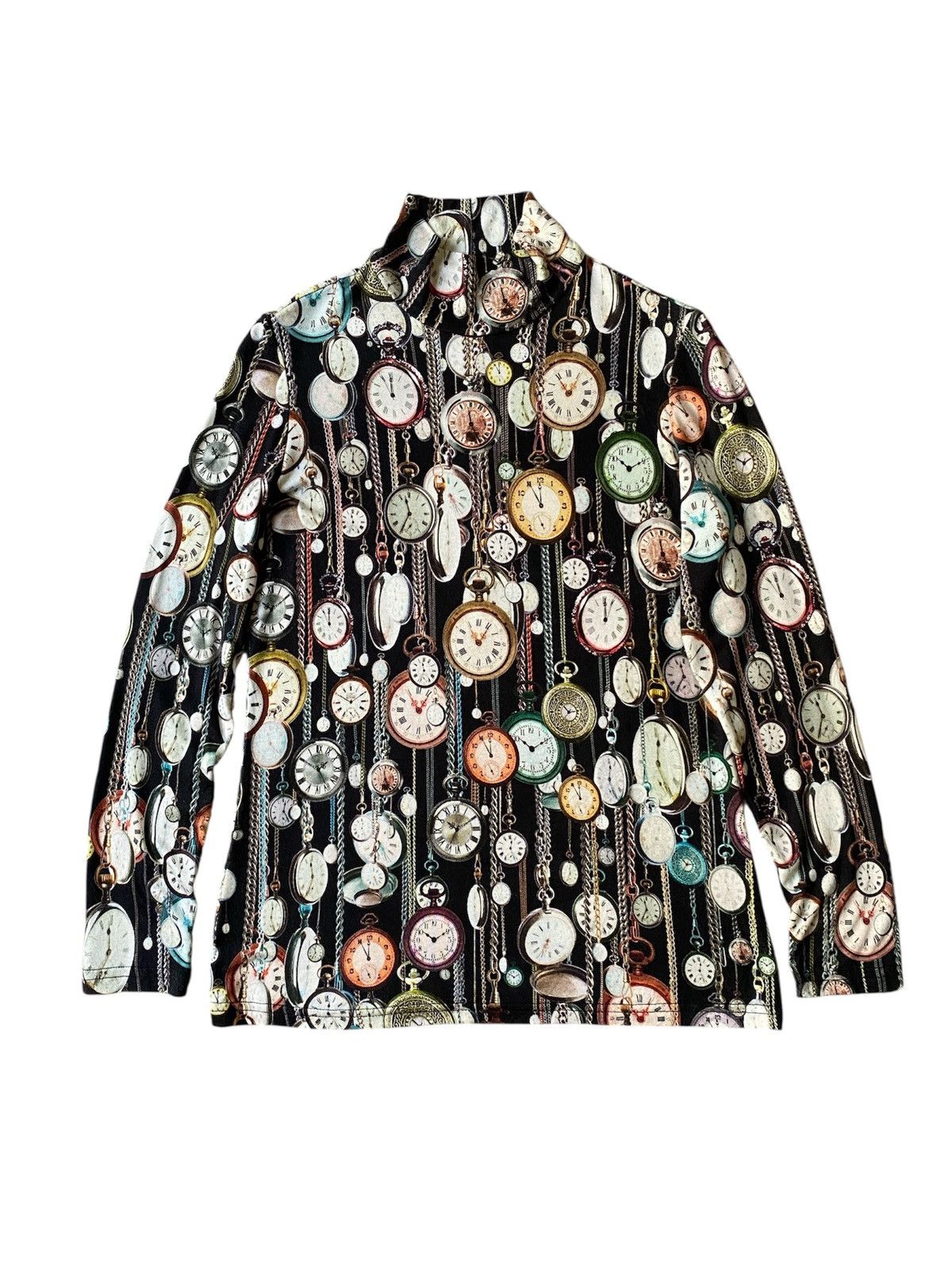 Japanese Brand Trust Club Fullprint Vintage Clock Italy Jean Paul Gaultier Size US S / EU 44-46 / 1 - 1 Thumbnail