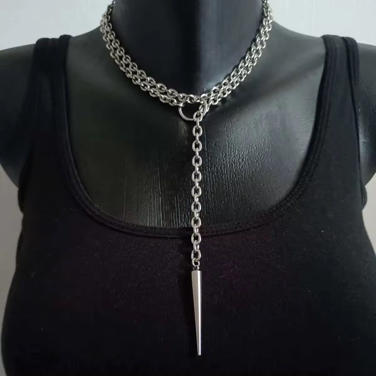 Other Punk Gothic Y2k Steel Silver Necklace Chain Size ONE SIZE - 2 Thumbnail