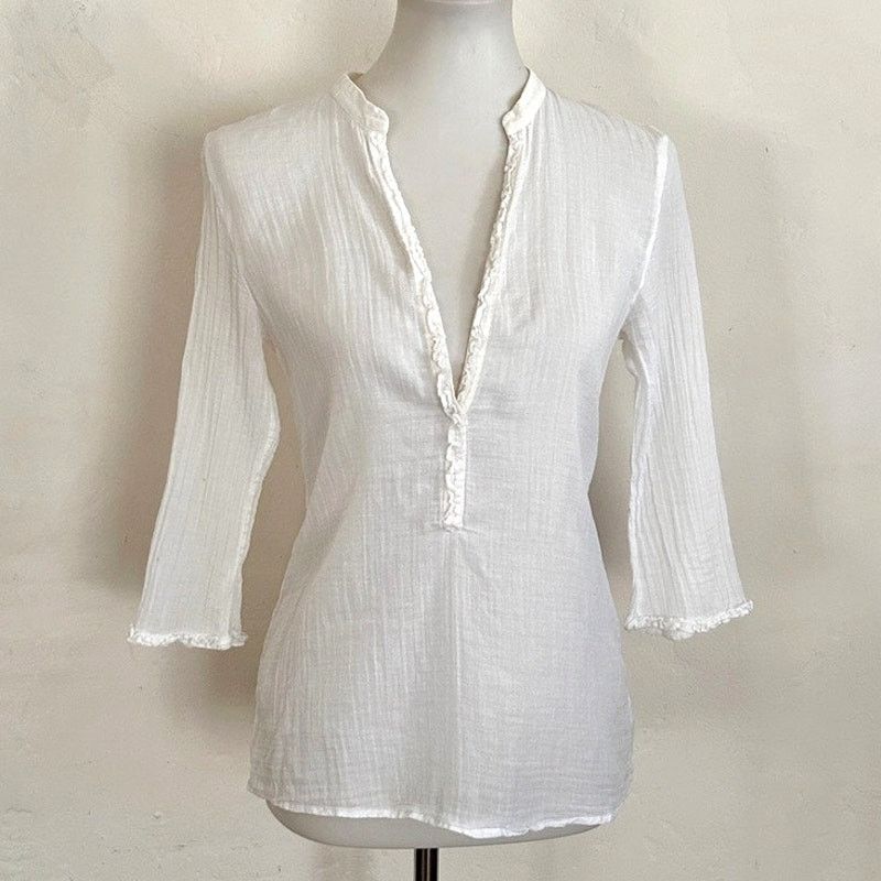 Puma Vintage Nuala Puma Christy Turlington Sheer 3/4 Sleeve Top Size L / US 10 / IT 46 - 3 Thumbnail