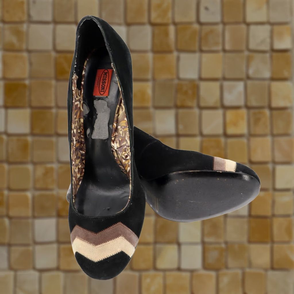 Missoni Missoni xTarget Black Suede Leather Chevron Block High Heel Pumps Sz 9.5 Women Size US 10 / IT 40 - 1 Thumbnail