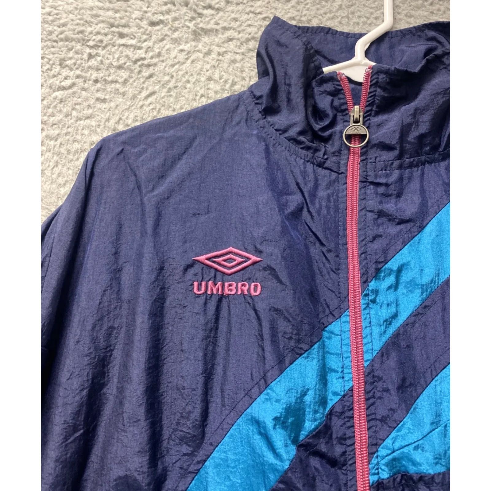 Umbro Umbro Womens Jacket Windbreaker Premier Lined Retro Blue Size Large/108-11 Size L / US 10 / IT 46 - 2 Thumbnail
