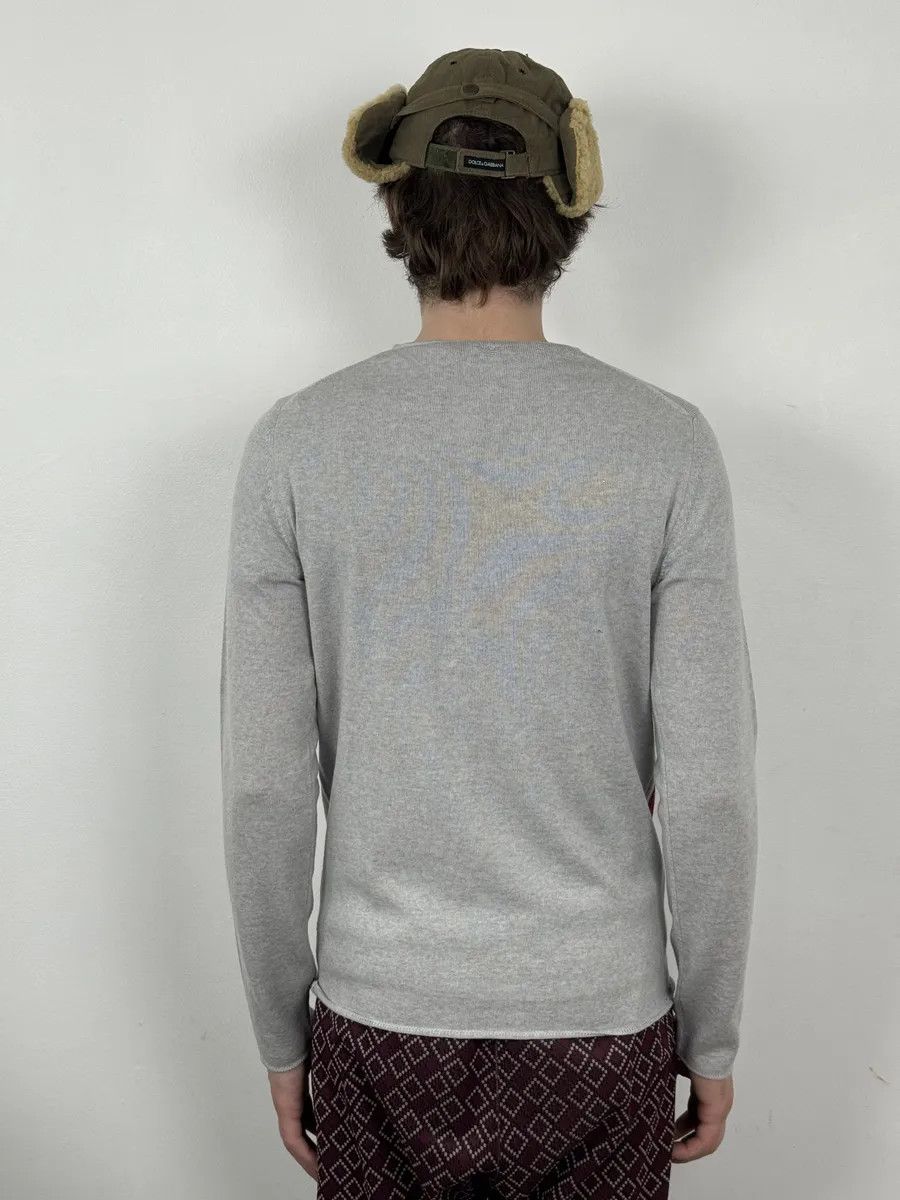 Emporio Armani 2010s Emporio Armani Grey Red Painted Line Sweater Size US M / EU 48-50 / 2 - 5 Thumbnail