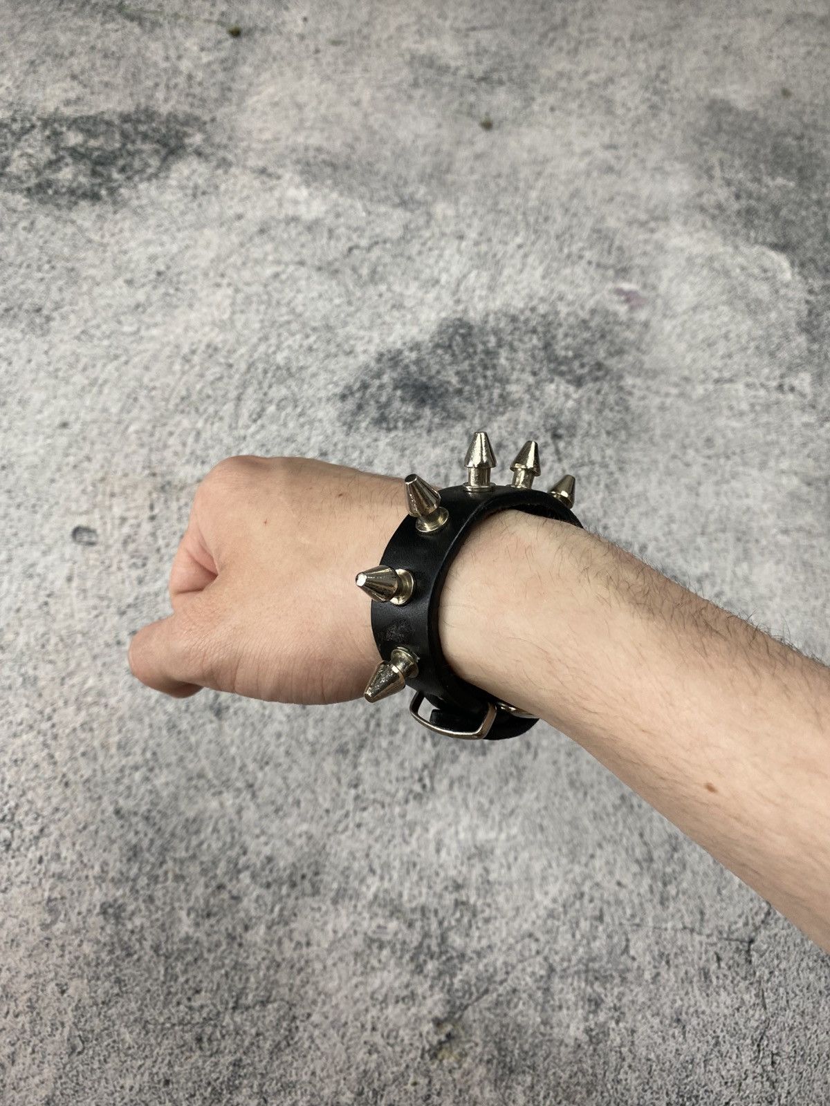 Vintage Punk Goth Spike Bracelet Leather Studded Cuff Alternative Size ONE SIZE - 2 Thumbnail
