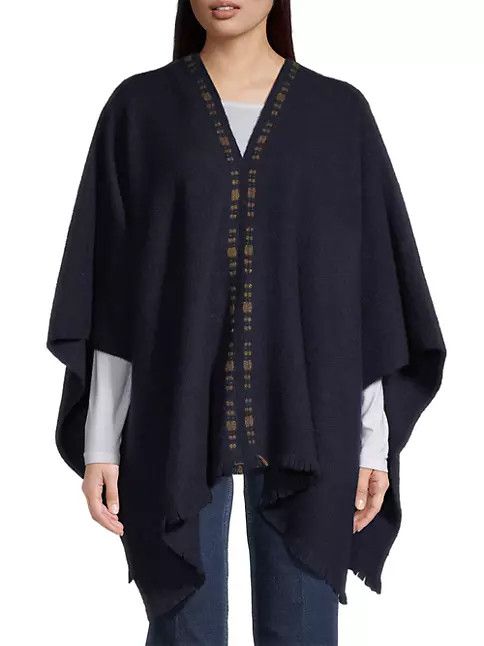 Loro Piana o1srvl11e0125 FAO1051 Size: OS/ Short Poncho in Navy Blue Size ONE SIZE - 2 Thumbnail