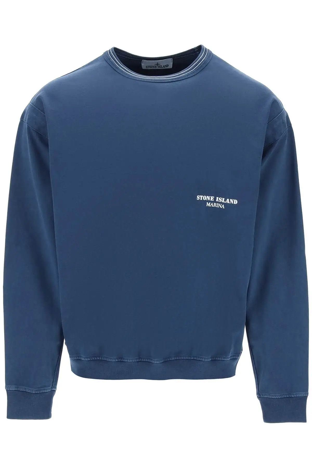 image of Stone Island O1S22I1N0524 Marina Old Treatment Sweatshirt In Blue, Men's (Size XL)