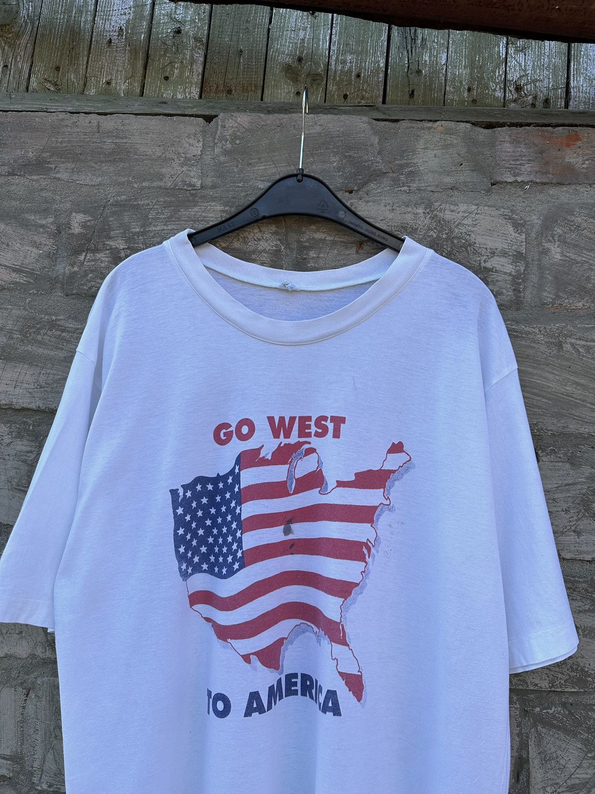 Vintage 1970s Go West to America Faded T-Shirt Size US L / EU 52-54 / 3 - 2 Thumbnail