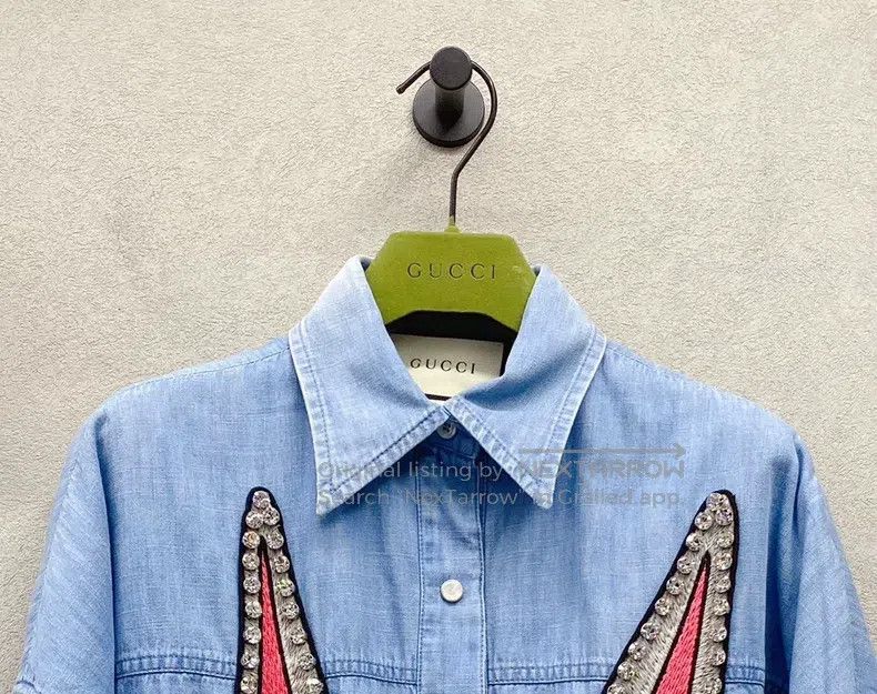 Gucci Gucci Blue rabbit printed pattern denim jacket Size ONE SIZE - 4 Thumbnail