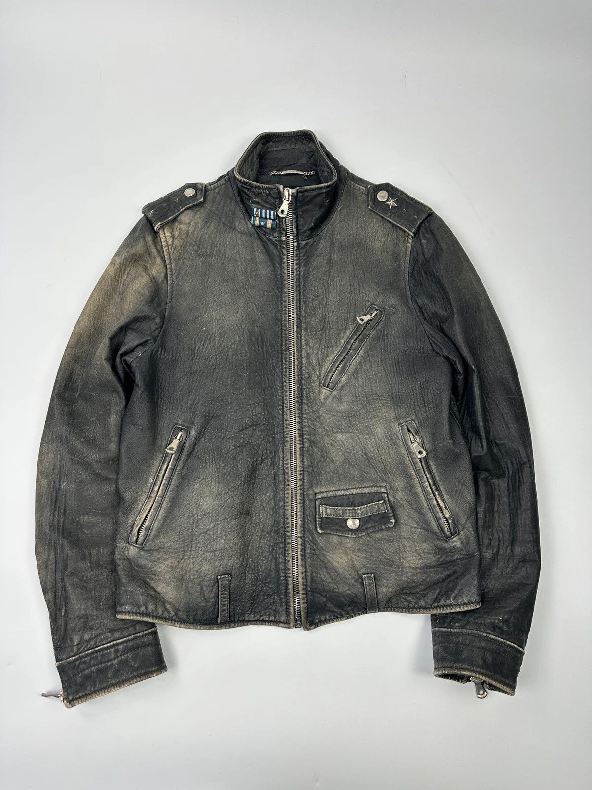Dolce & Gabbana Dolce & Gabbana 00’s Grey Eroded Leather Faded Bomber Jacket Size US M / EU 48-50 / 2 - 1 Thumbnail