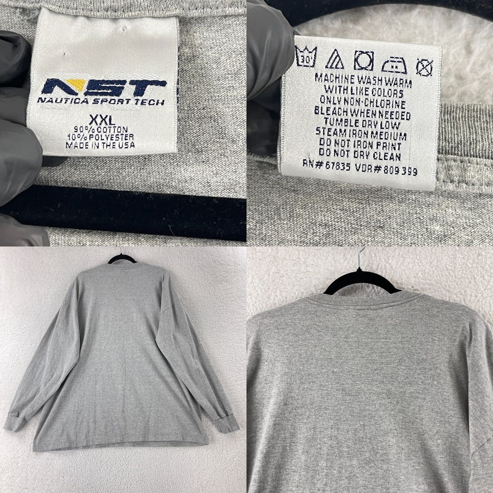 Nautica VINTAGE Nautica Sport Tech T-Shirt Mens 2XL Gray Long Sleeve USA Made Crew Size US XXL / EU 58 / 5 - 8 Thumbnail