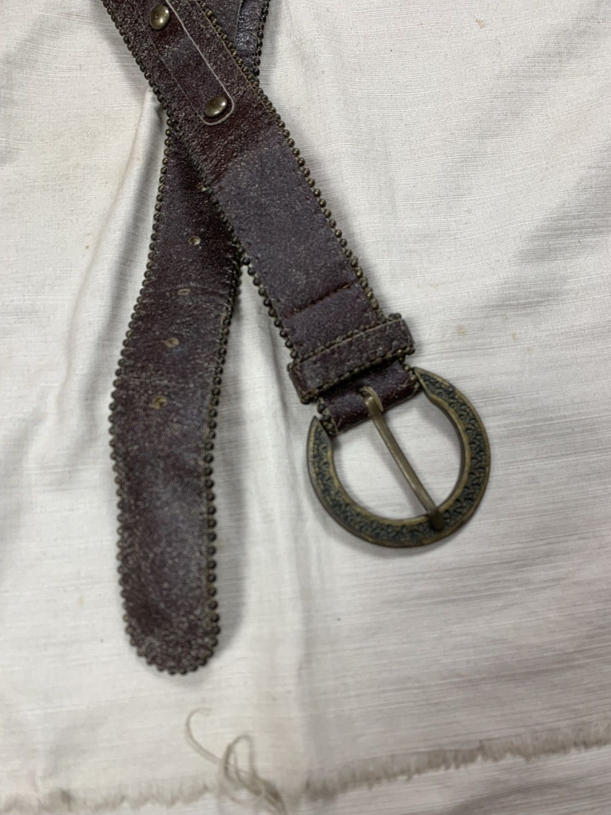 If Six Was Nine Brown studded silver Genuine leather belt Size ONE SIZE - 2 Thumbnail