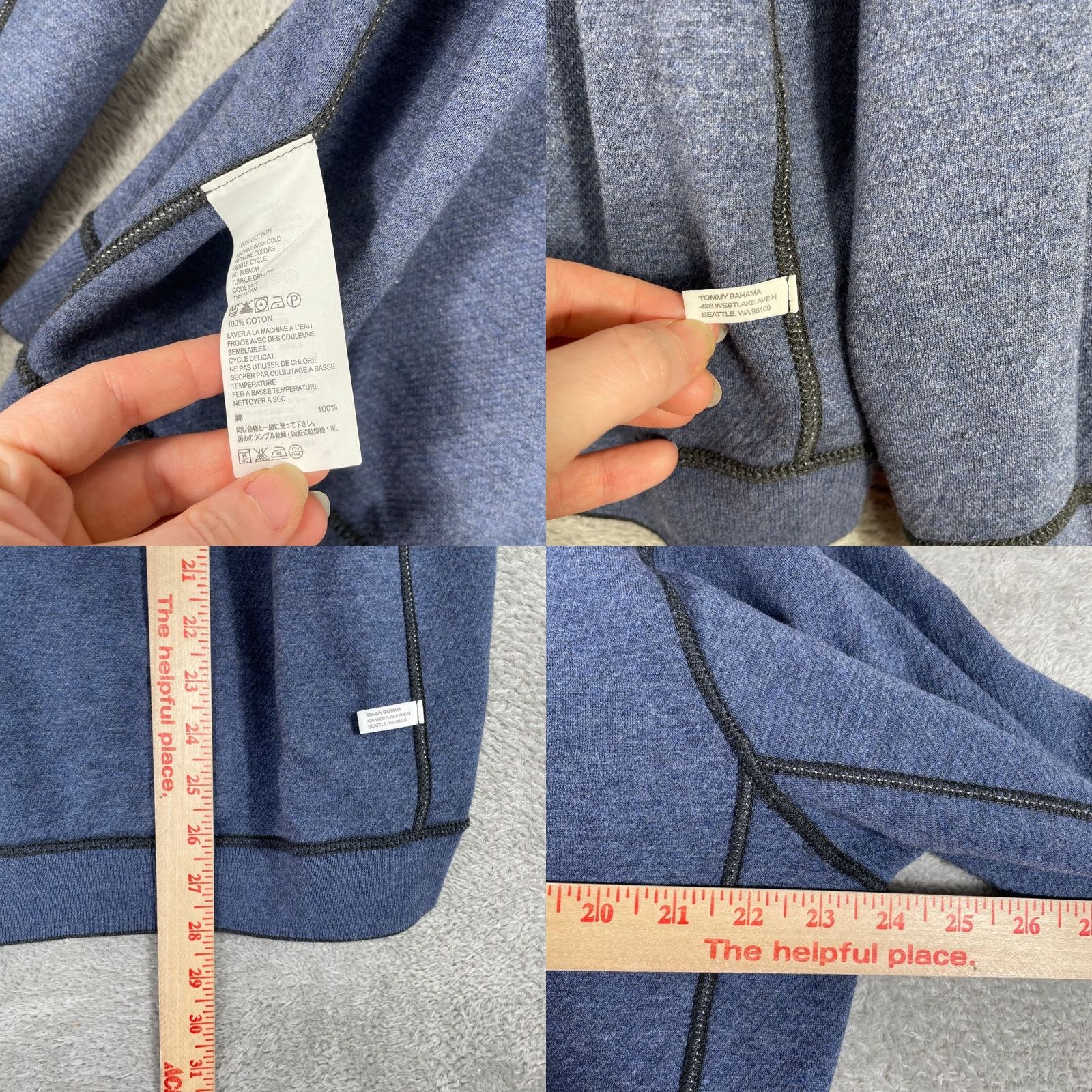 Tommy Bahama Tommy Bahama Mens Medium Gray Blue Cotton Reversible Quarter Zip Pullover Sweater Size US M / EU 48-50 / 2 - 8 Thumbnail