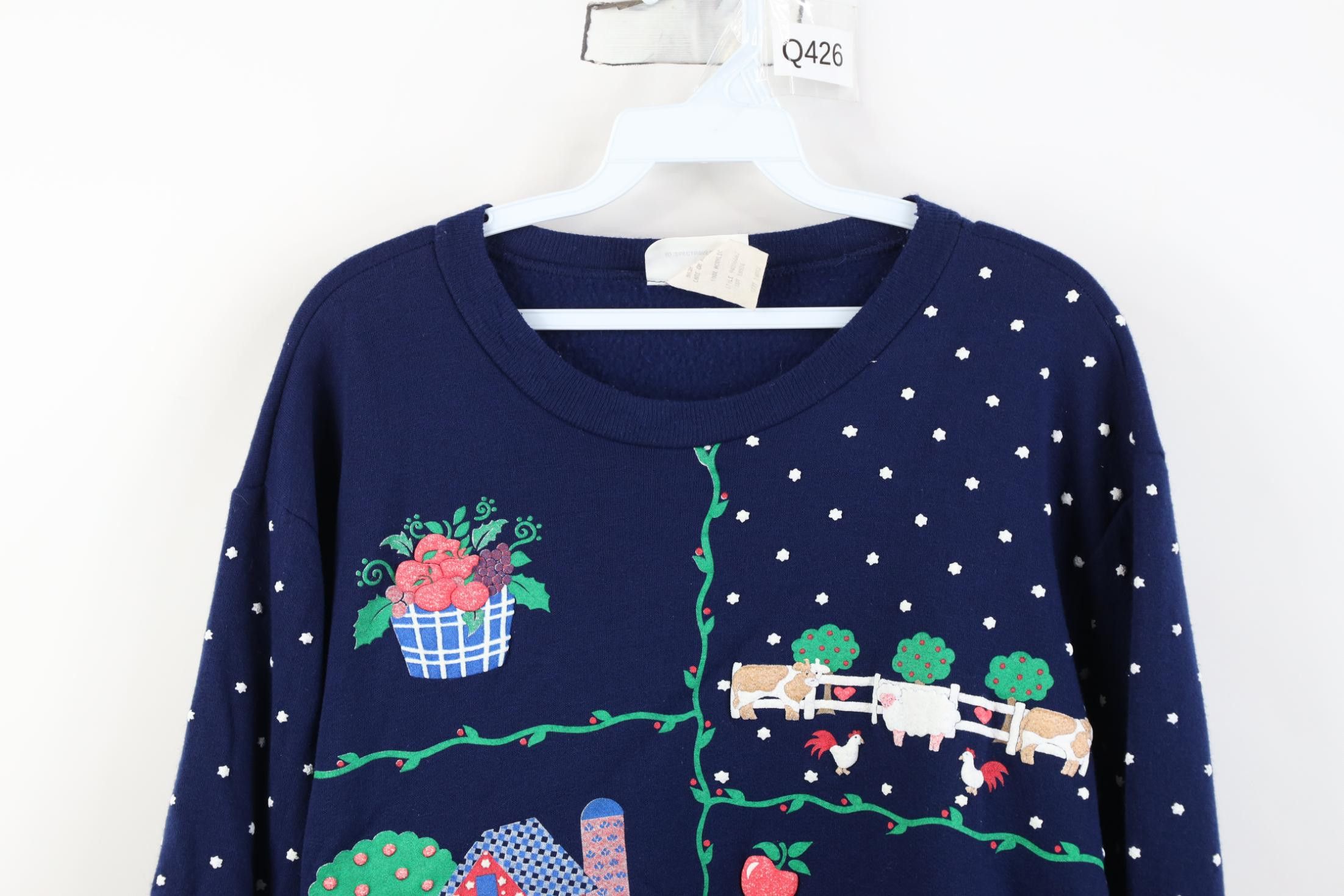 Vintage Vintage 90s Country Primitive Farmhouse Bear Sweatshirt USA Size L / US 10 / IT 46 - 2 Thumbnail