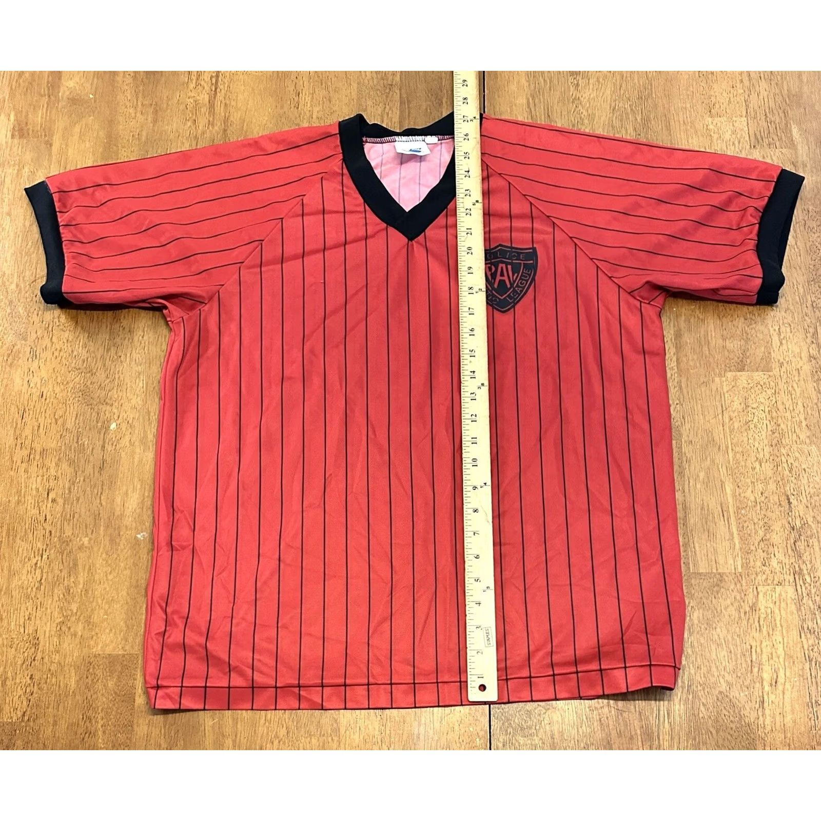 Vintage VINTAGE Police Athletic League Soccer Jersey Red Adult Large 90s Made In USA Mens Size US L / EU 52-54 / 3 - 5 Thumbnail