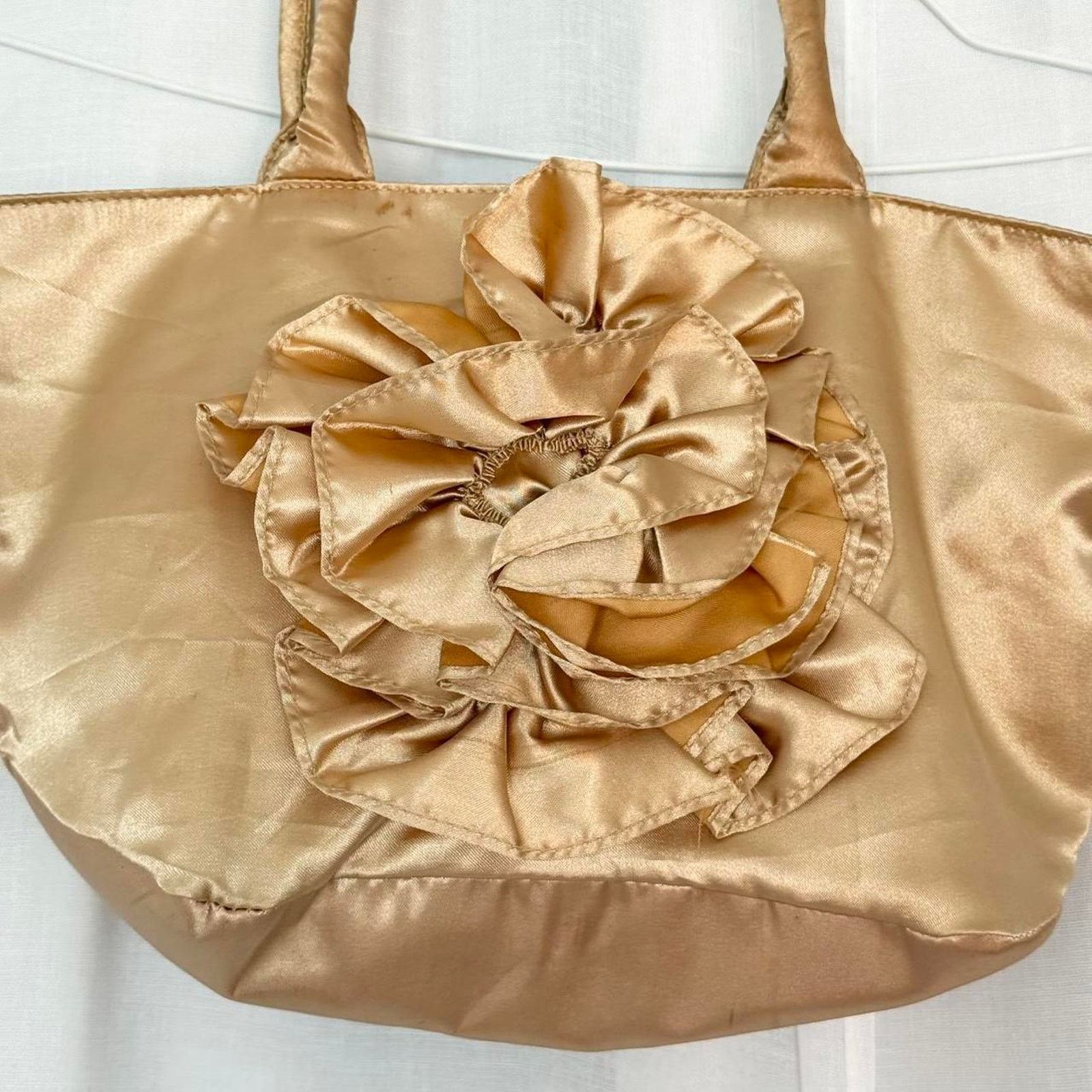 Vintage gold satin rosette mini tote/ shoulder bag Size ONE SIZE - 4 Thumbnail
