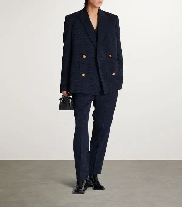 Balmain o1s1wg110925 PB Monogram Satin Jacket in Navy Blue Size US XL / EU 56 / 4 - 3 Thumbnail