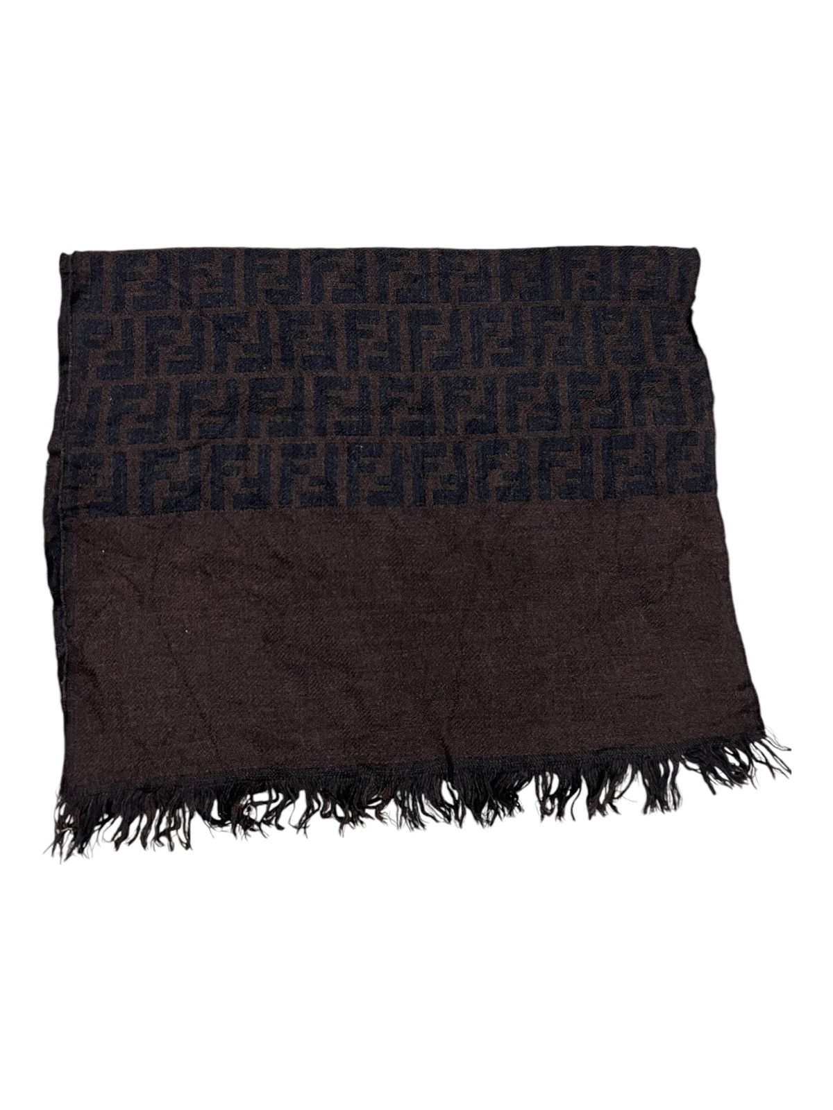 Fendi × Vintage Vintage Fendi Zucca FF Jacquard Monogram Wool Scarf Muffler Size ONE SIZE - 3 Thumbnail
