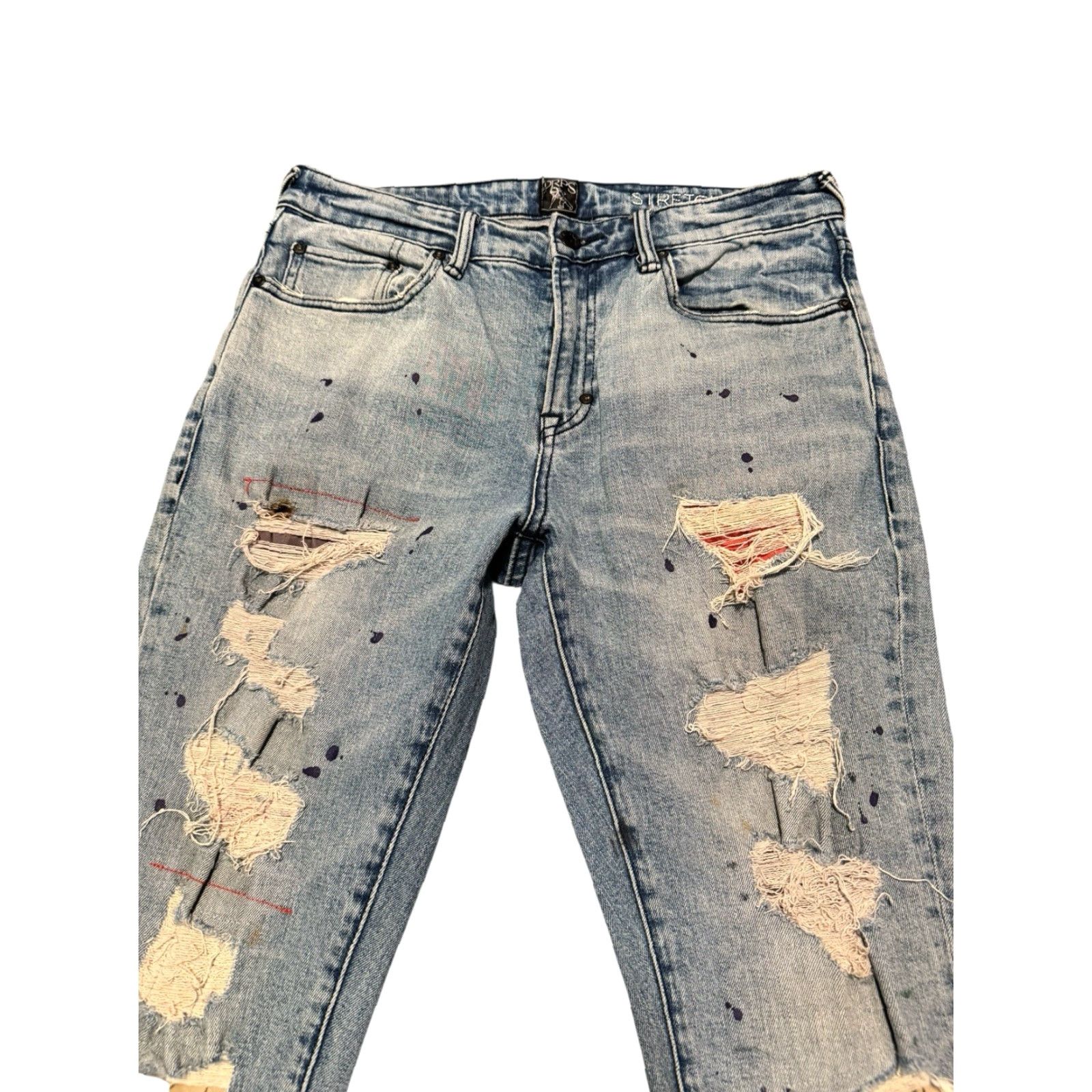 Prps PRPS Le Sabre Slim Tapered Jeans Size 30 Light Wash Distressed Paint Splatter Jeans Size US 30 / EU 46 - 6 Thumbnail