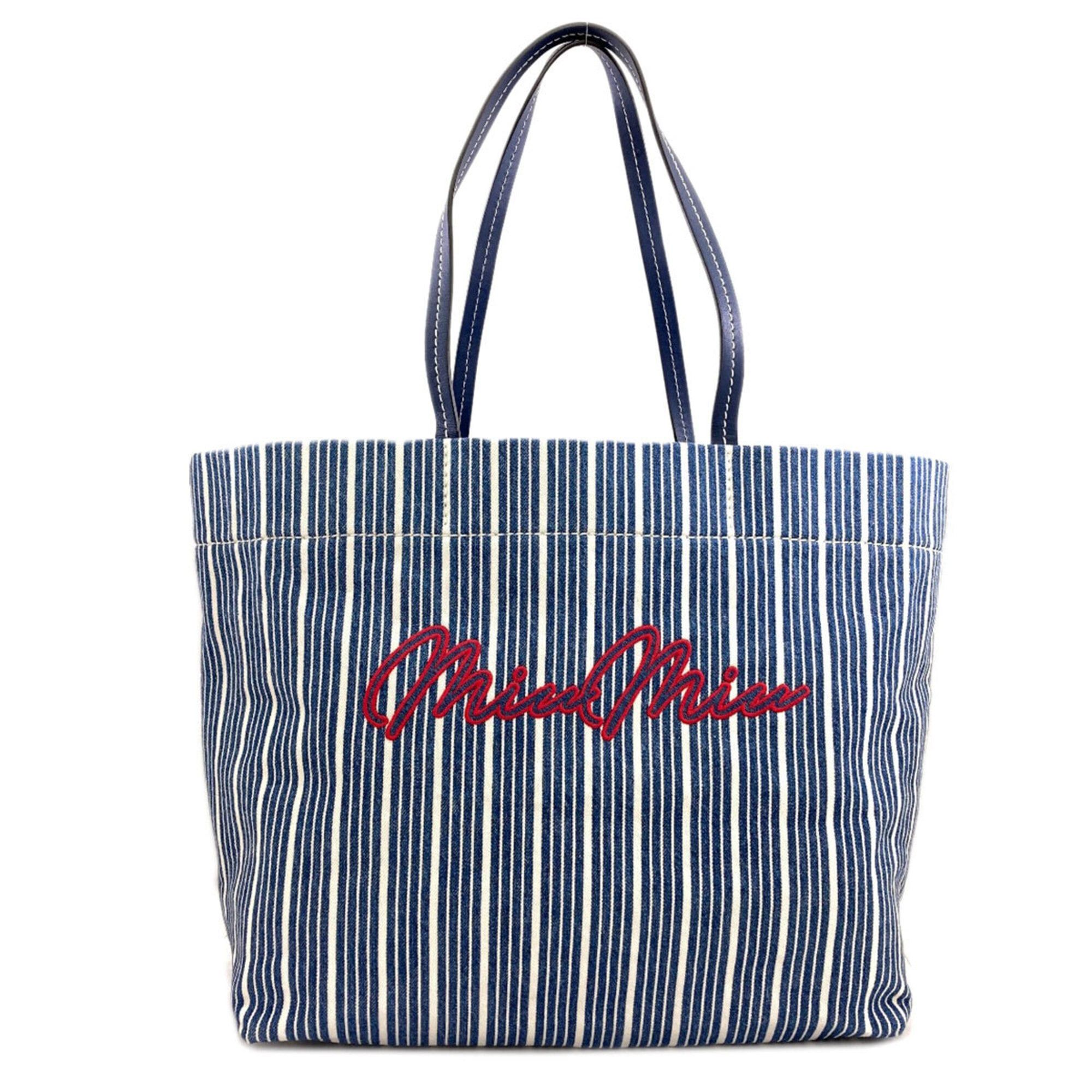 Miu Miu Miu Miu Miu Striped Denim Tote Bag for Women Size ONE SIZE - 1 Thumbnail