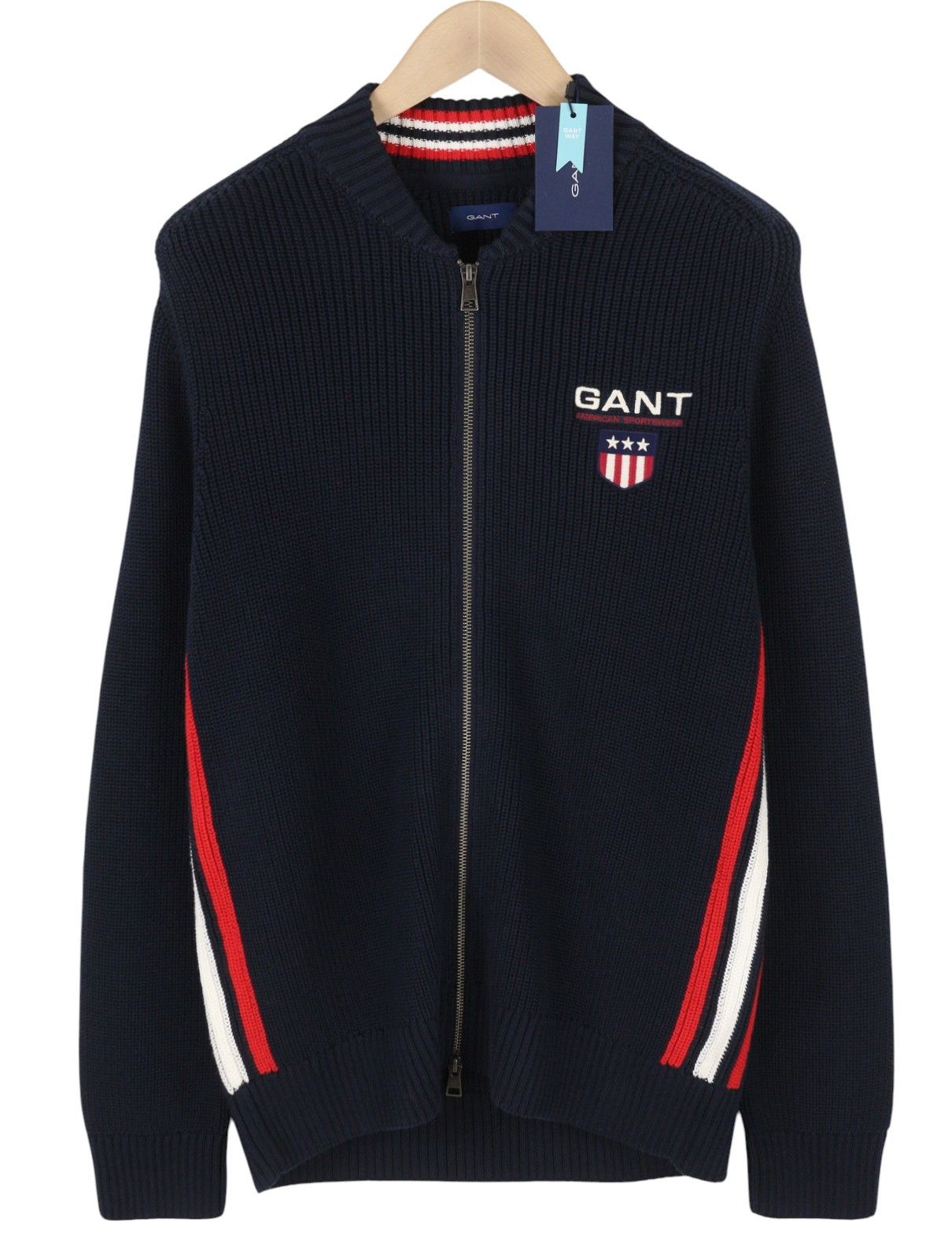 Gant RETRO SHIELD FULL ZIP L Evening Blue Cotton Jumper 87313 Size US L / EU 52-54 / 3 - 1 Thumbnail