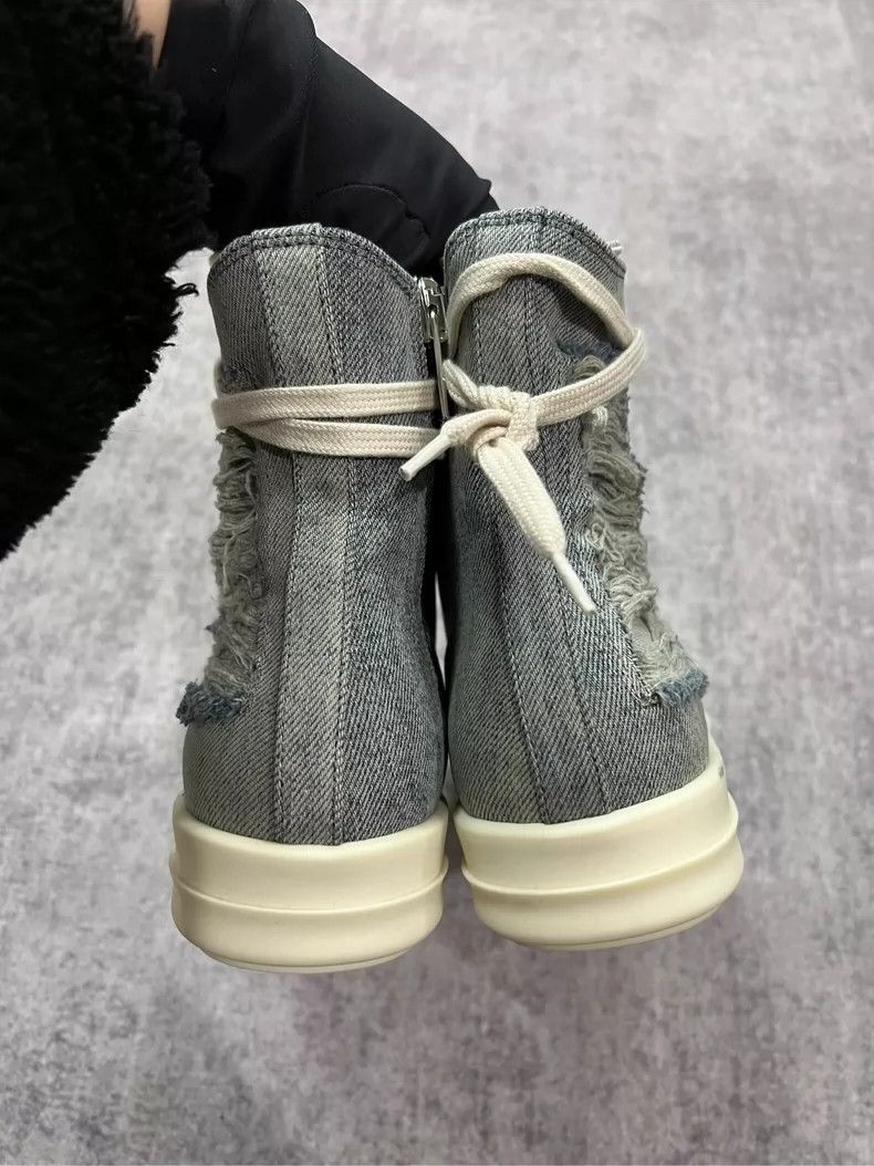 Rick Owens rick owens Washing erosion damage denim high-top sports sho Size US 5 / EU 37 - 5 Thumbnail