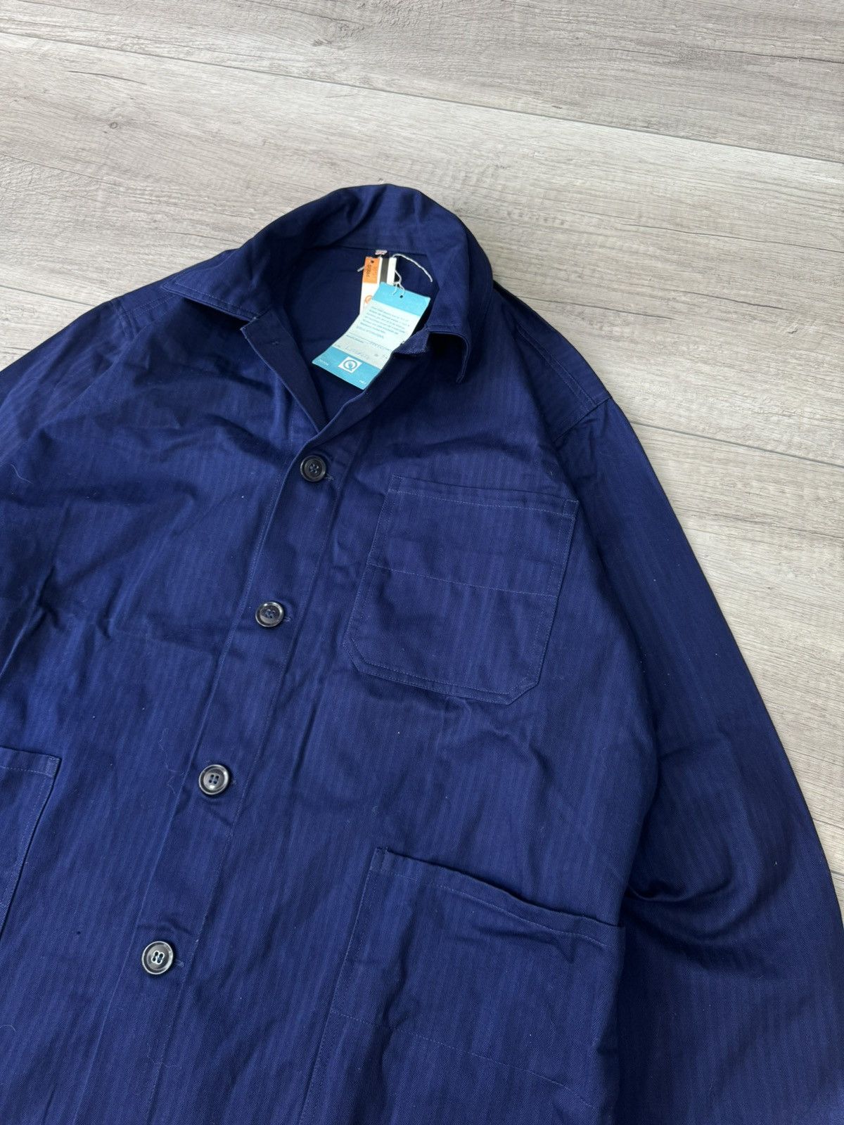 Vintage Vintage 70s French Workwear Men's Stripped Blue Chore Jacket Size US L / EU 52-54 / 3 - 4 Thumbnail