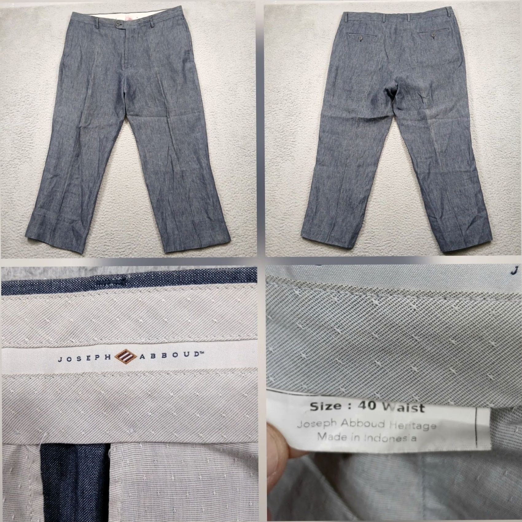 Joseph Abboud Joseph Abboud Heritage Dress Pants Men's 40W Blue Chambray Flat Front Casual Business Pants 40 Regular Mens Size US 40 / EU 56 - 2 Thumbnail