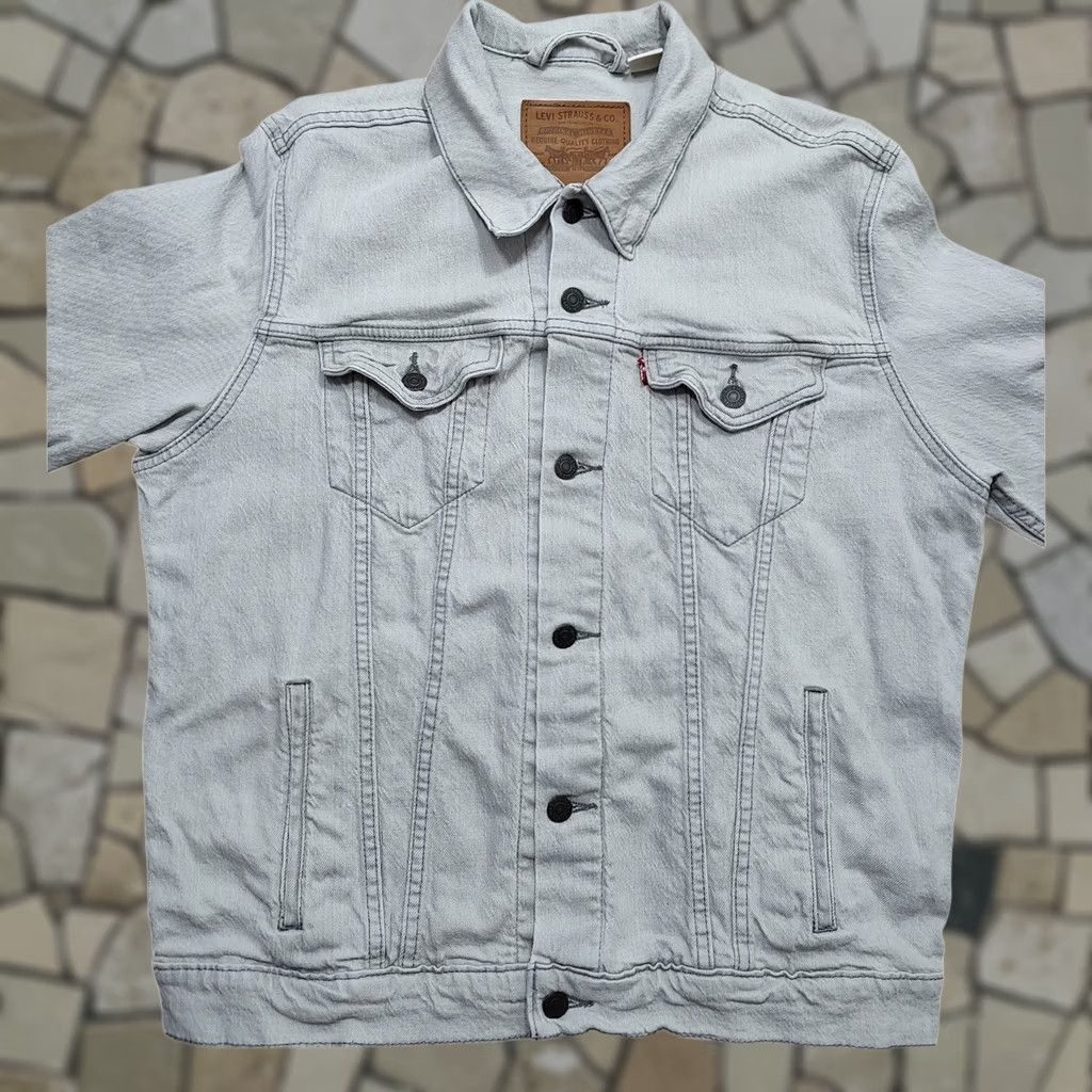 Levi's VINTAGE Levi's Premium Mens Big E Trucker Jean Jacket Gray 90s Relaxed Regular Size L - Mens Jacket Size US 33 - 1 Thumbnail