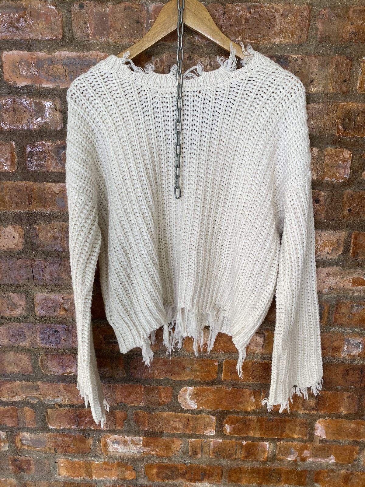 General Research × Japanese Brand × URBAN RESEARCH DOORS Sense Of Place Japan distresses fringe cable knit Size US M / EU 48-50 / 2 - 15 Thumbnail
