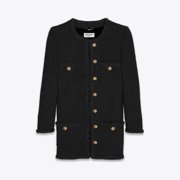Saint Laurent Paris o1bcso1str1224 Long Jacket In Diamond Embossed in Black Size M / US 6-8 / IT 42-44 - 1 Preview
