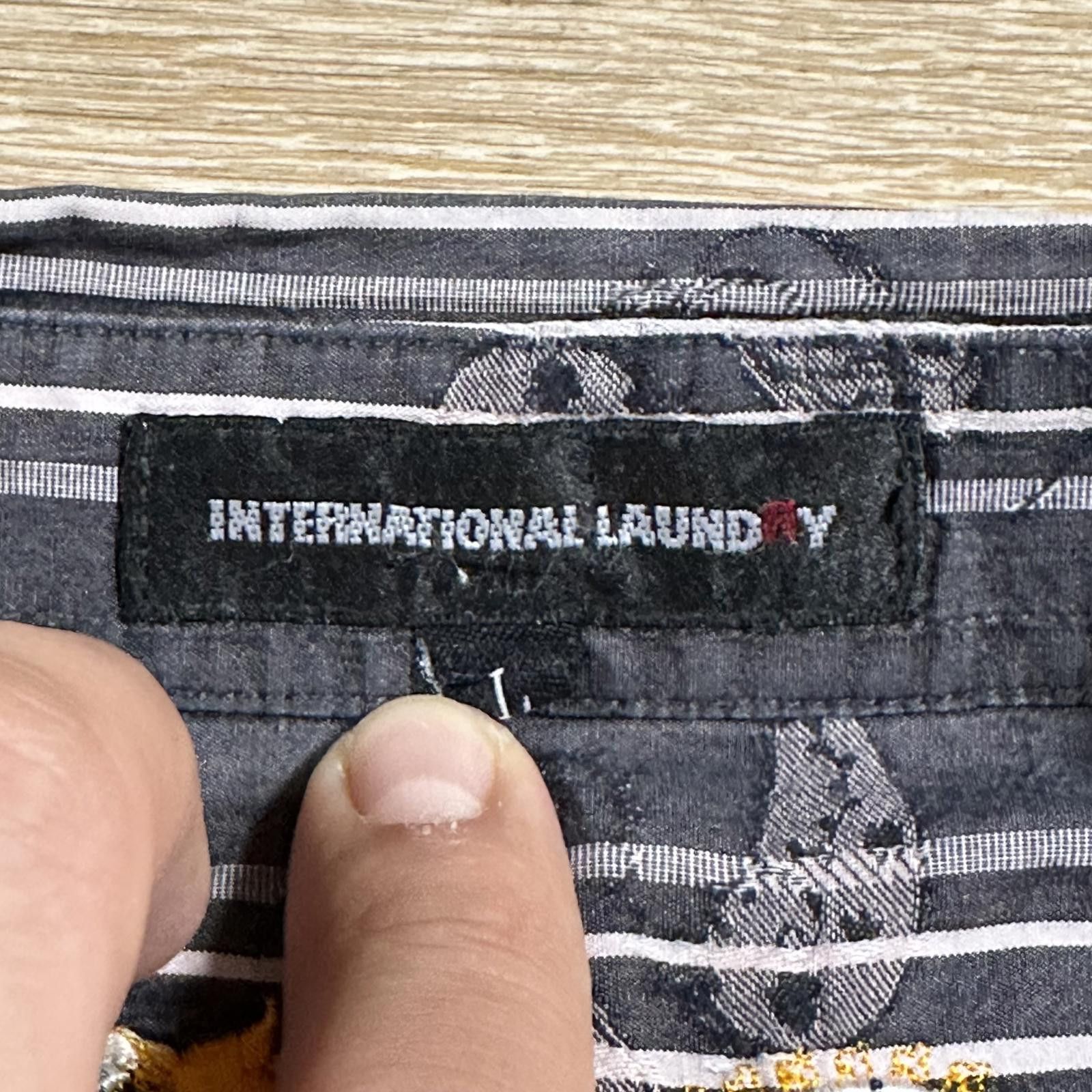 Unknown London International Laundry Mens Dress Shirt Black Striped Paisley Size US L / EU 52-54 / 3 - 6 Thumbnail