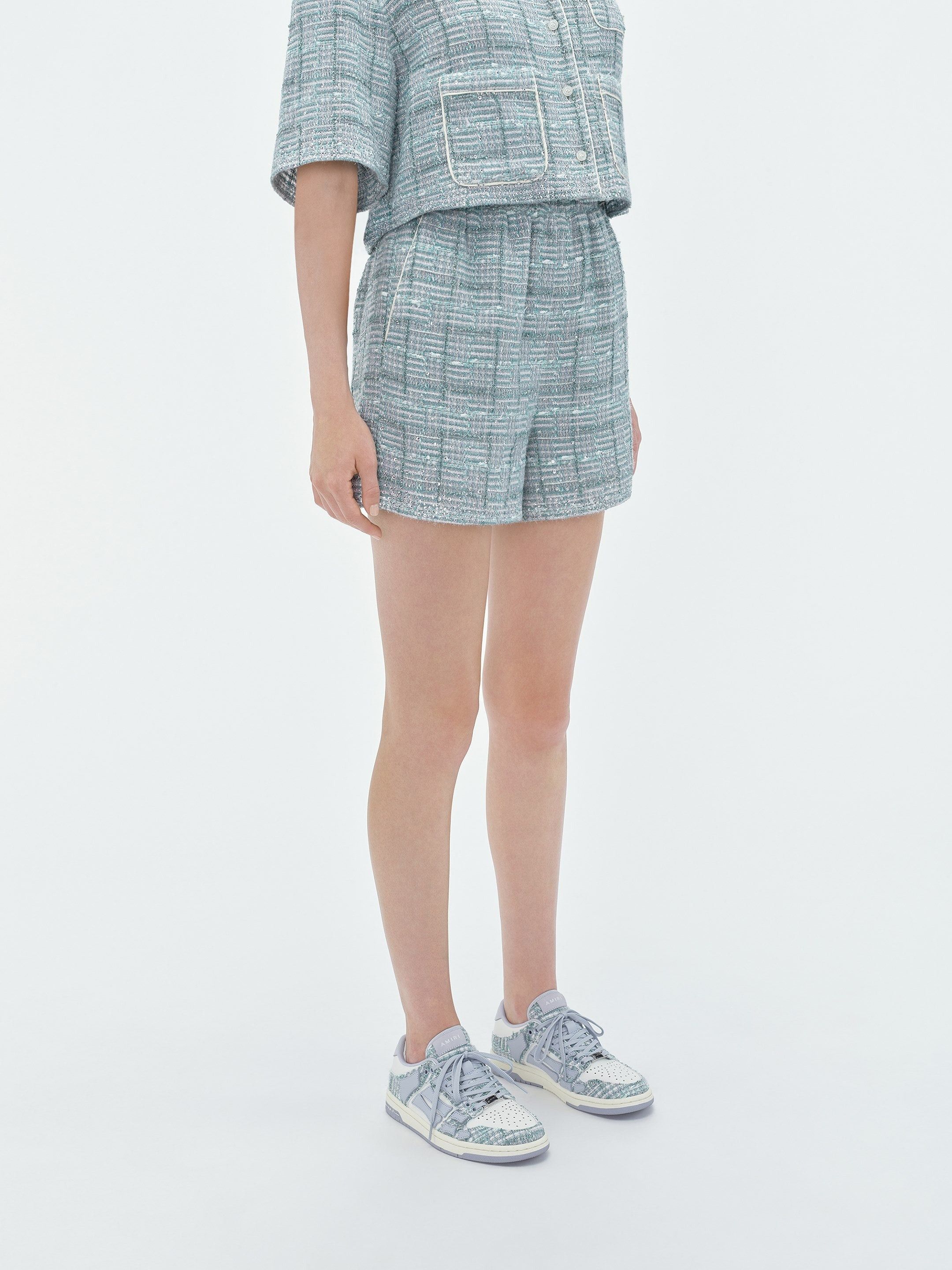 Amiri o1s1wg110525 Crystal Boucle Short in Blue/White Size 27" / US 4 / IT 40 - 4 Thumbnail