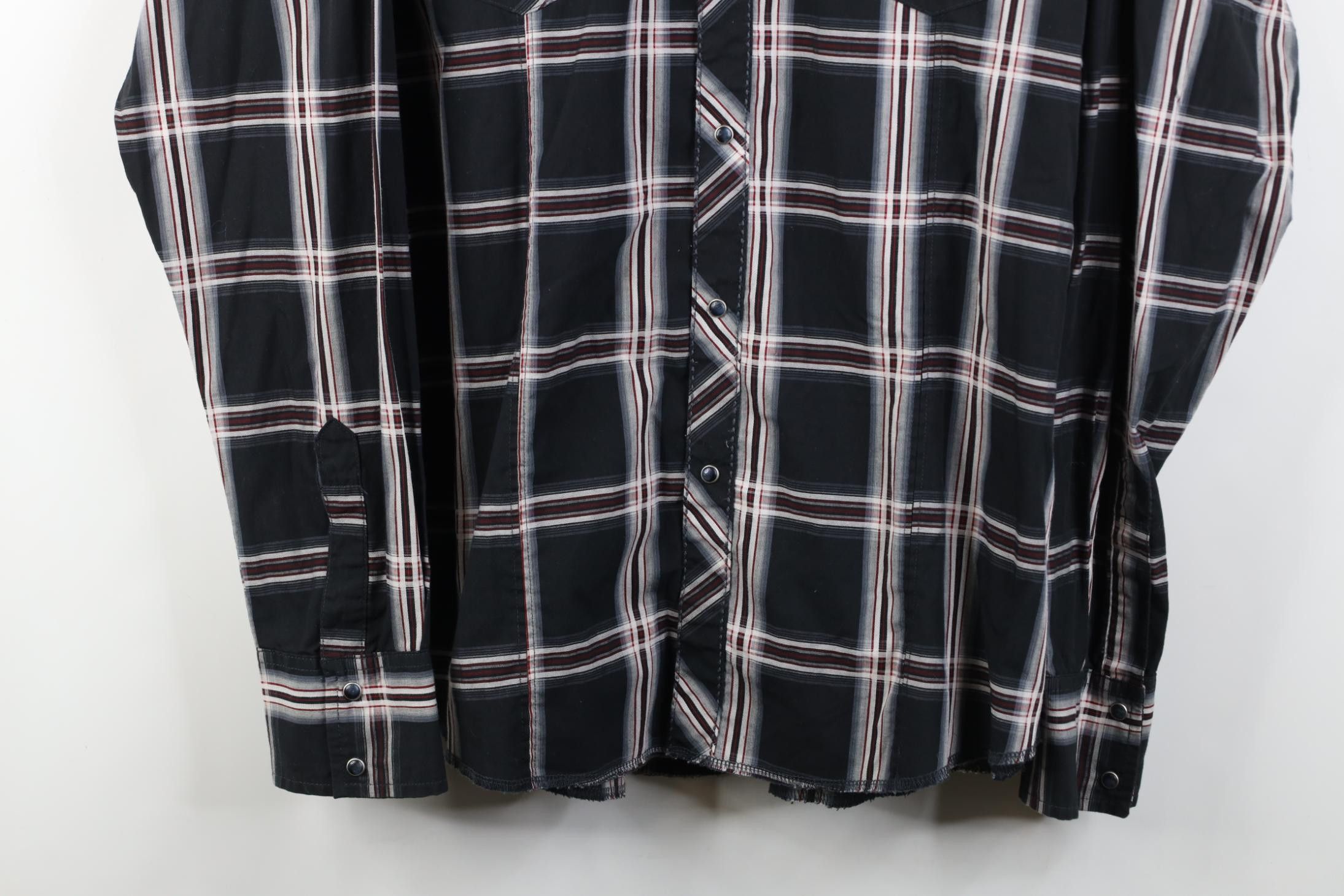 Wrangler Vintage Wrangler Cowboy Rodeo Snap Button Shirt Black Plaid Size US XL / EU 56 / 4 - 3 Thumbnail