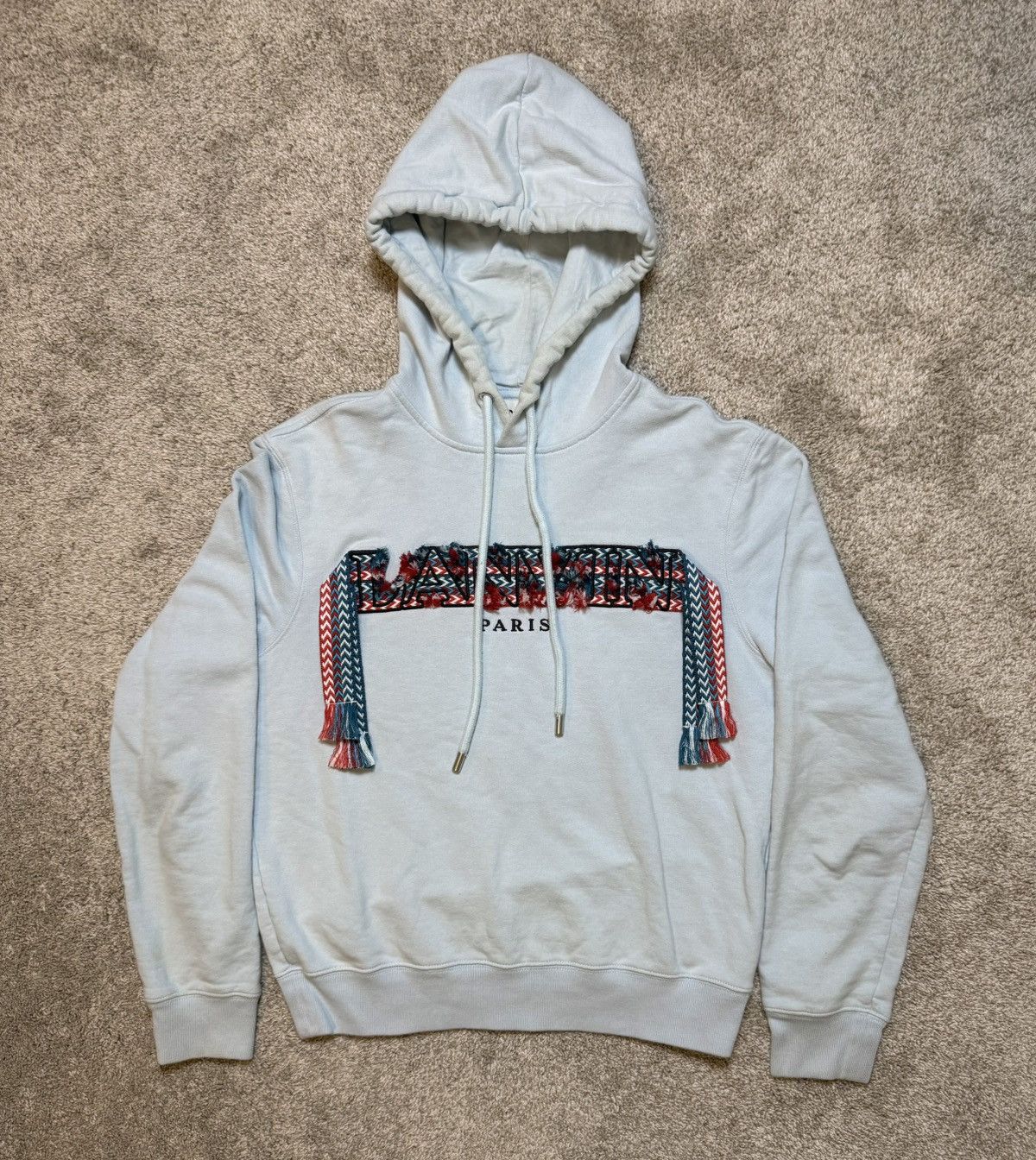 Lanvin Lanvin Embroidered Curblace Hoodie Sky Blue Size US S / EU 44-46 / 1 - 1 Thumbnail