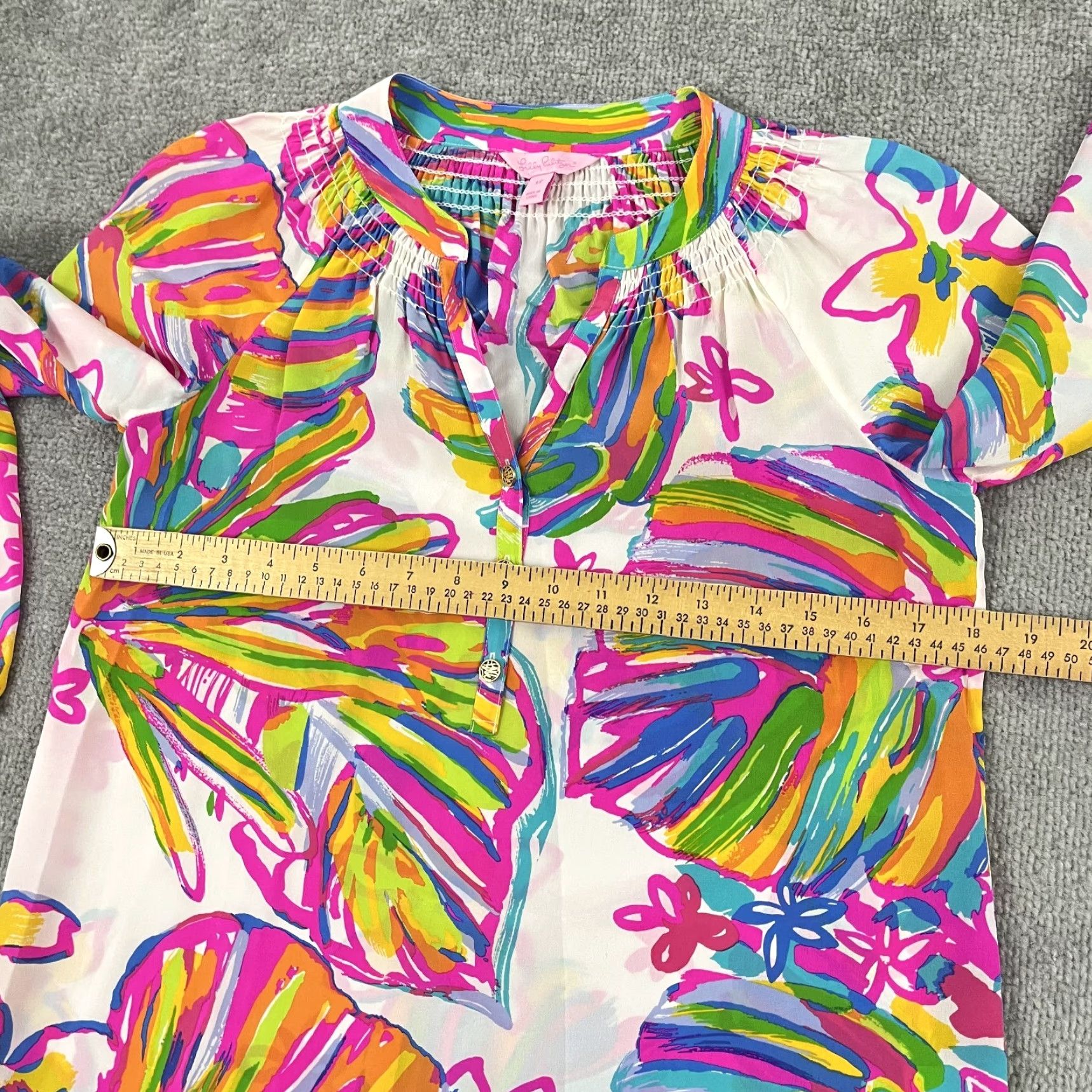 Lilly Pulitzer VINTAGE Lilly Pulitzer Elsa Silk Blouse Women XS Floral Casual Summer Beach Top Size XS / US 0-2 / IT 36-38 - 5 Thumbnail