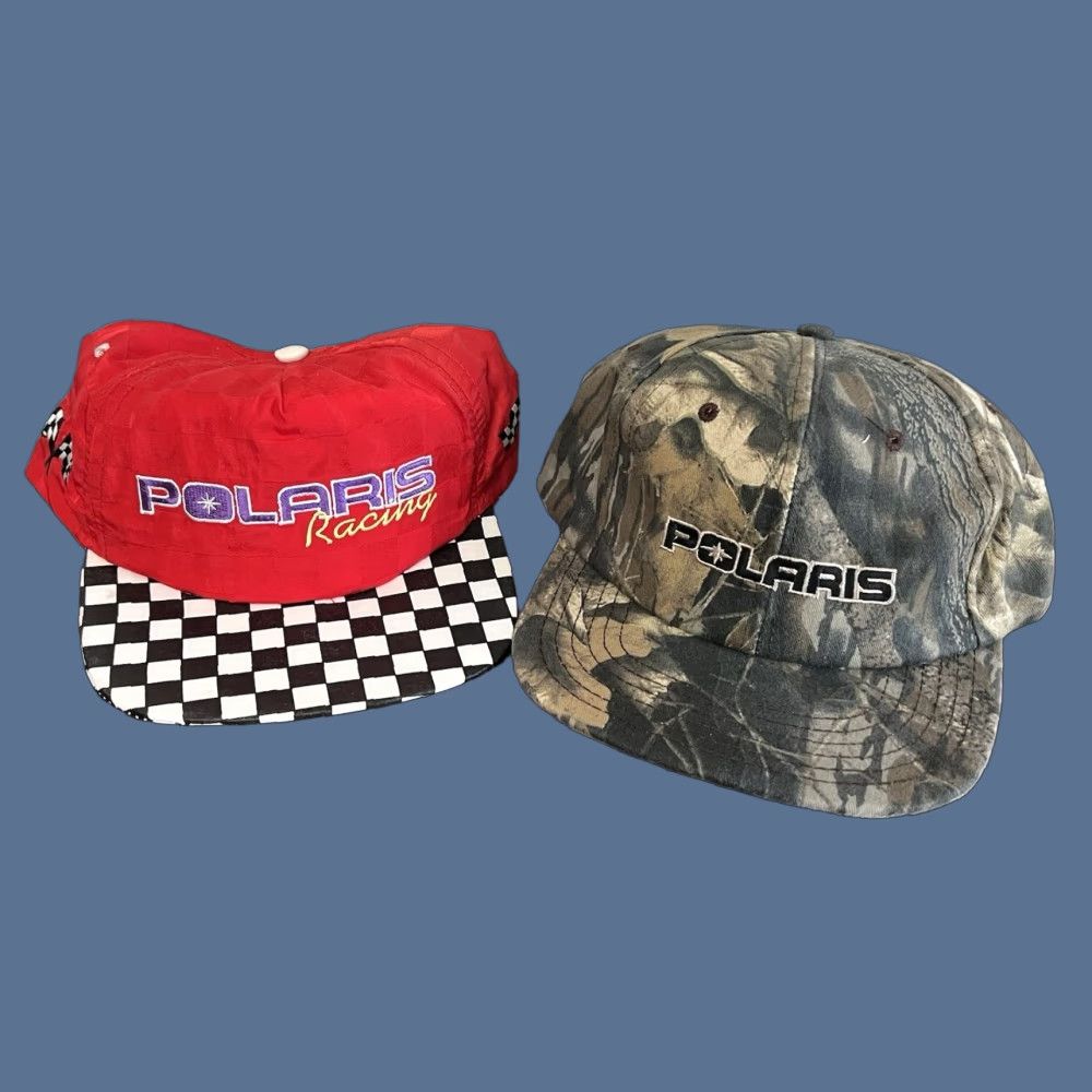 Vintage VINTAGE Polaris Racing Hat Snap Back Checker Snowmobile Hunting Camo Men One Size Black USA 90s Retro Adjustable Wool Acrylic Snapback Size ONE SIZE - 1 Thumbnail