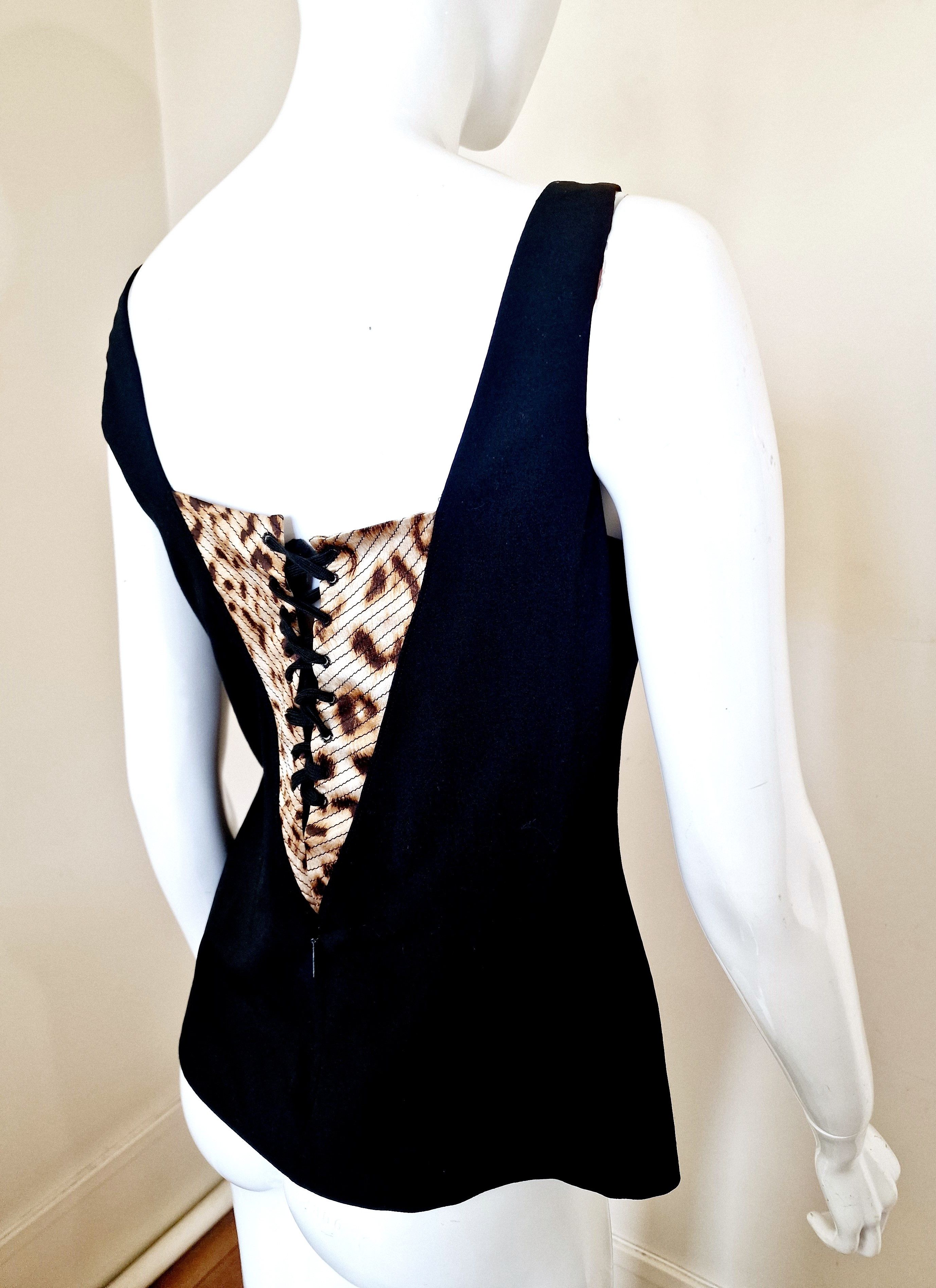 Roberto Cavalli Roberto Cavalli Leopard Tiger Lace up Large Bustier Corset Size L / US 10 / IT 46 - 5 Thumbnail