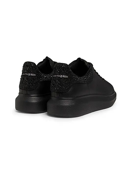 Alexander McQueen os11x0126 Oversized Crystal Heel Leather Low-Top Sneakers Size US 10 / EU 43 - 3 Thumbnail