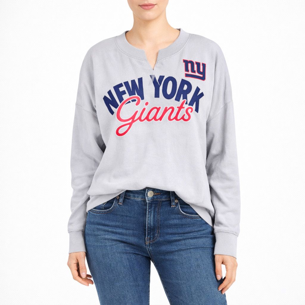 NFL Official NY Giants Split V-Neck Sweatshirt Fall Gift Travel Size L / US 10 / IT 46 - 1 Thumbnail